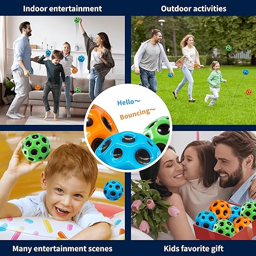 Miniatura 5 de WizTail Bola hinchable en forma de luna porosa bola hinchable para niños, juguete de interior con diseño ergonómico, bolas compactas de moda colorida