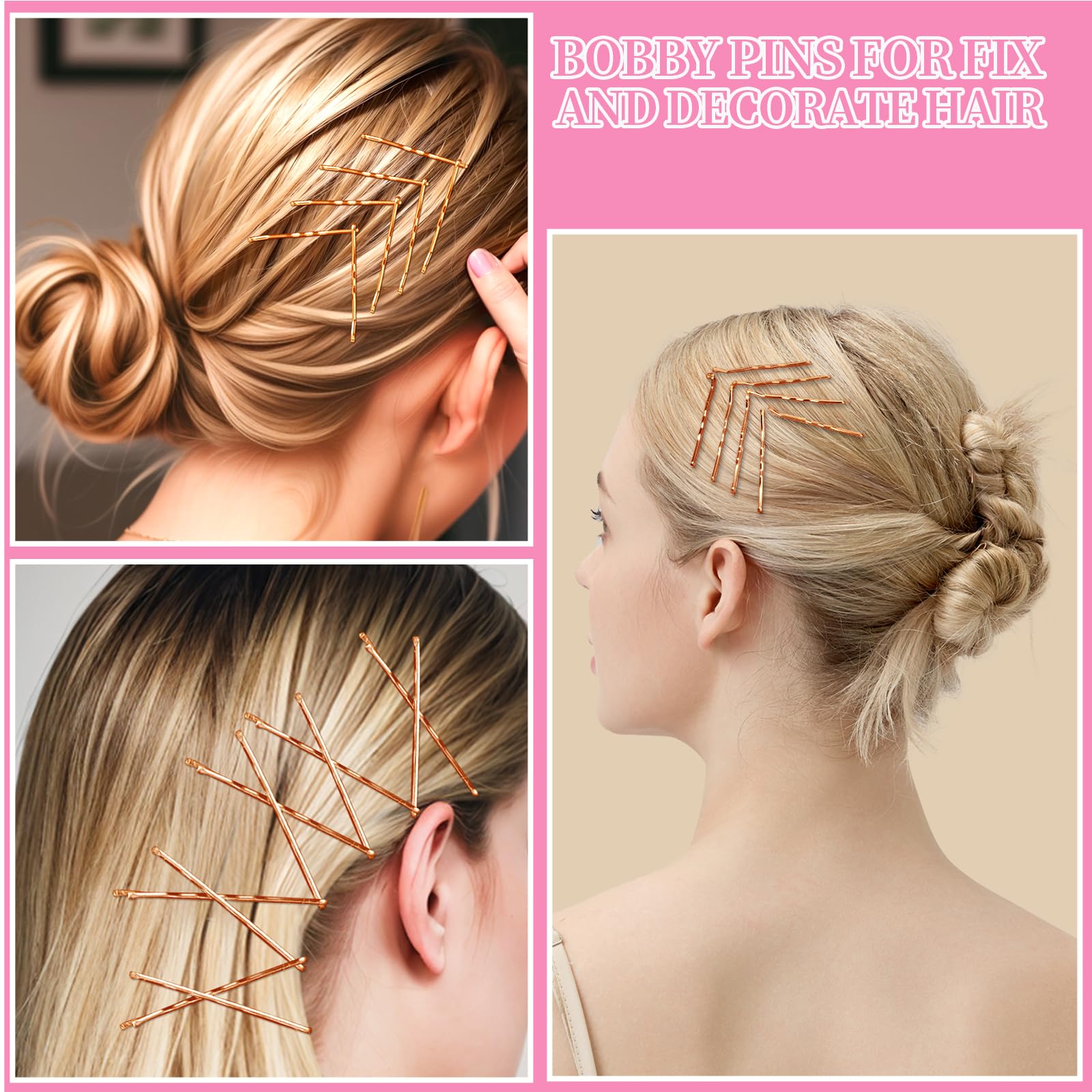 Teenitor 300pcs Bobby Pins Rose Gold Hair, Hair Pins for Women Girls Dance view 5