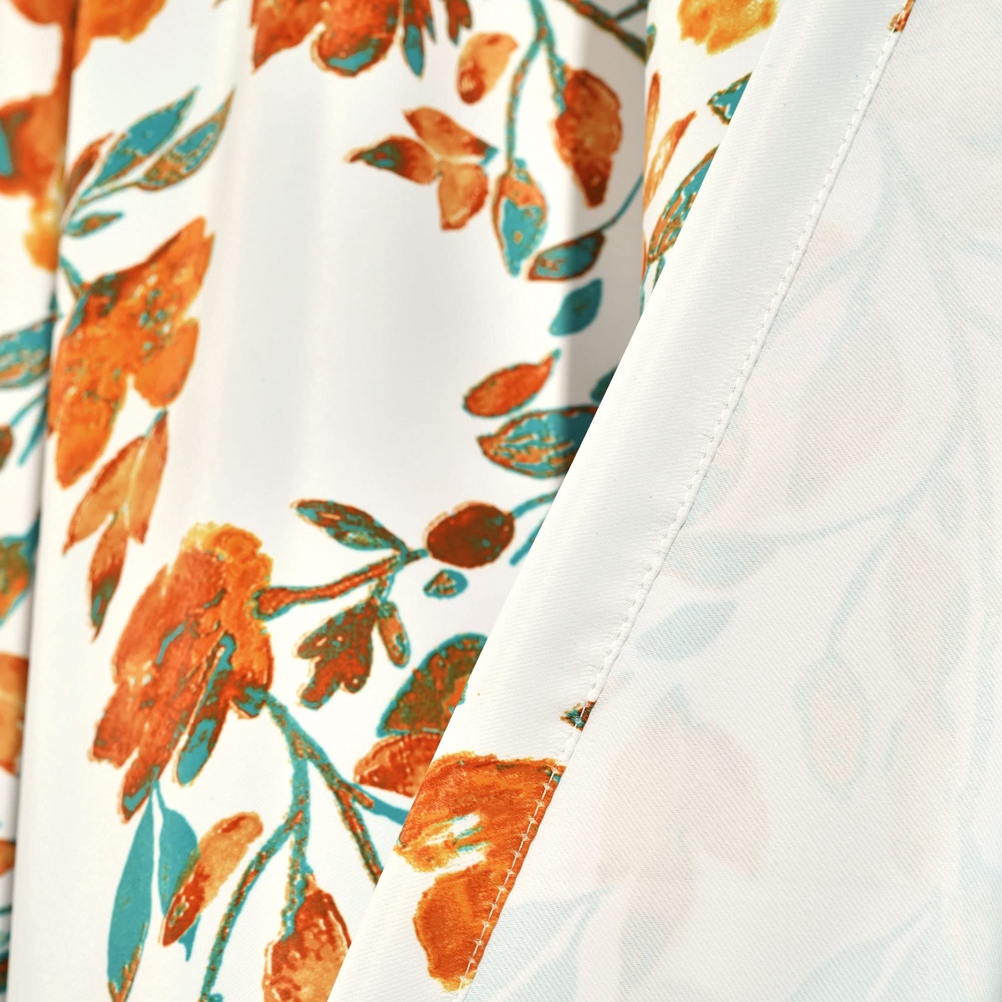 Lush Decor Tanisha Cortinas | Juego de Paneles de Ventana con diseño Floral para oscurecer la habitación, Mandarina y Turquesa, 84" x 52"