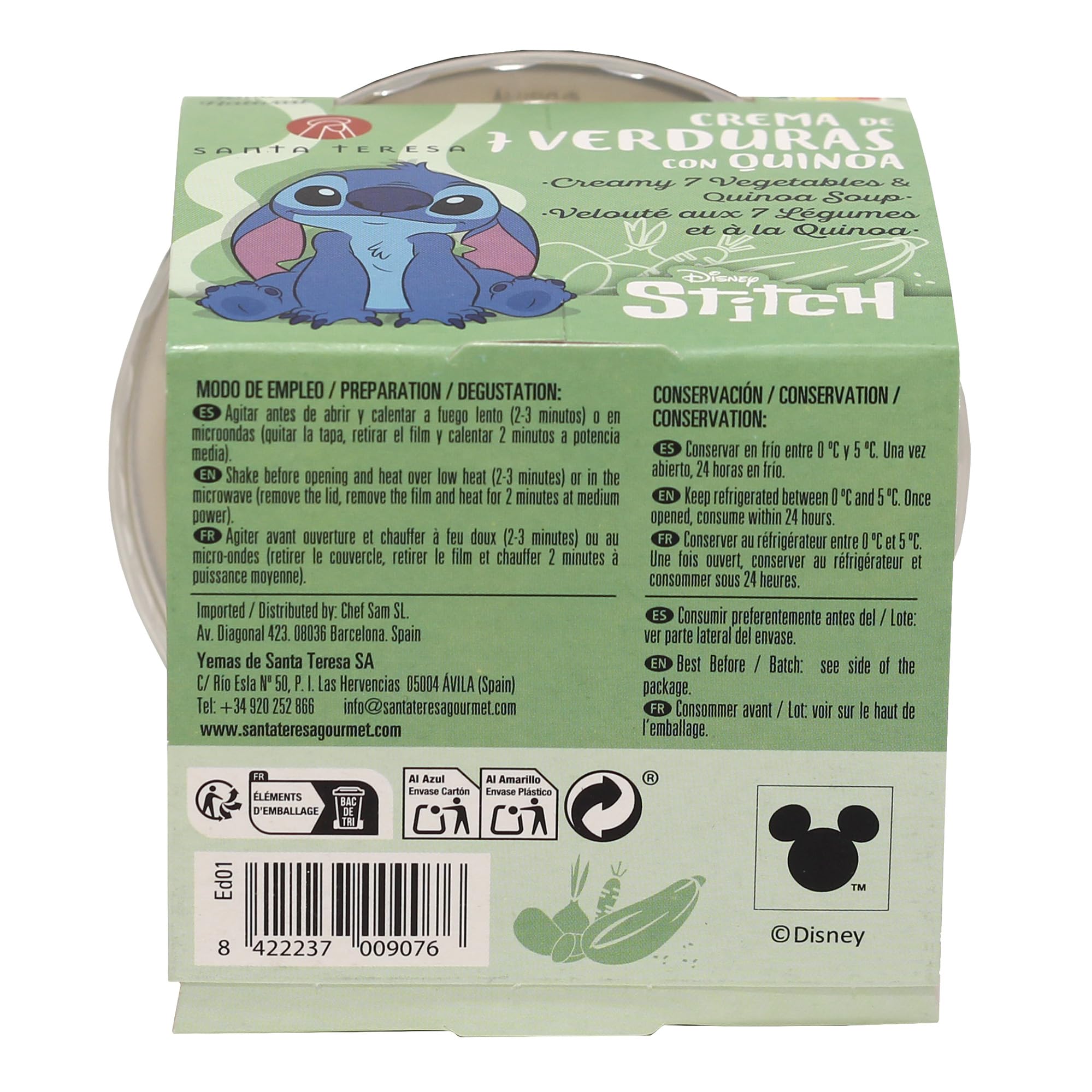 Santa Teresa Pack 8 Tarrinas Crema 7 Verduras con Quinoa Disney 280g Sin Gluten Sin Lactosa