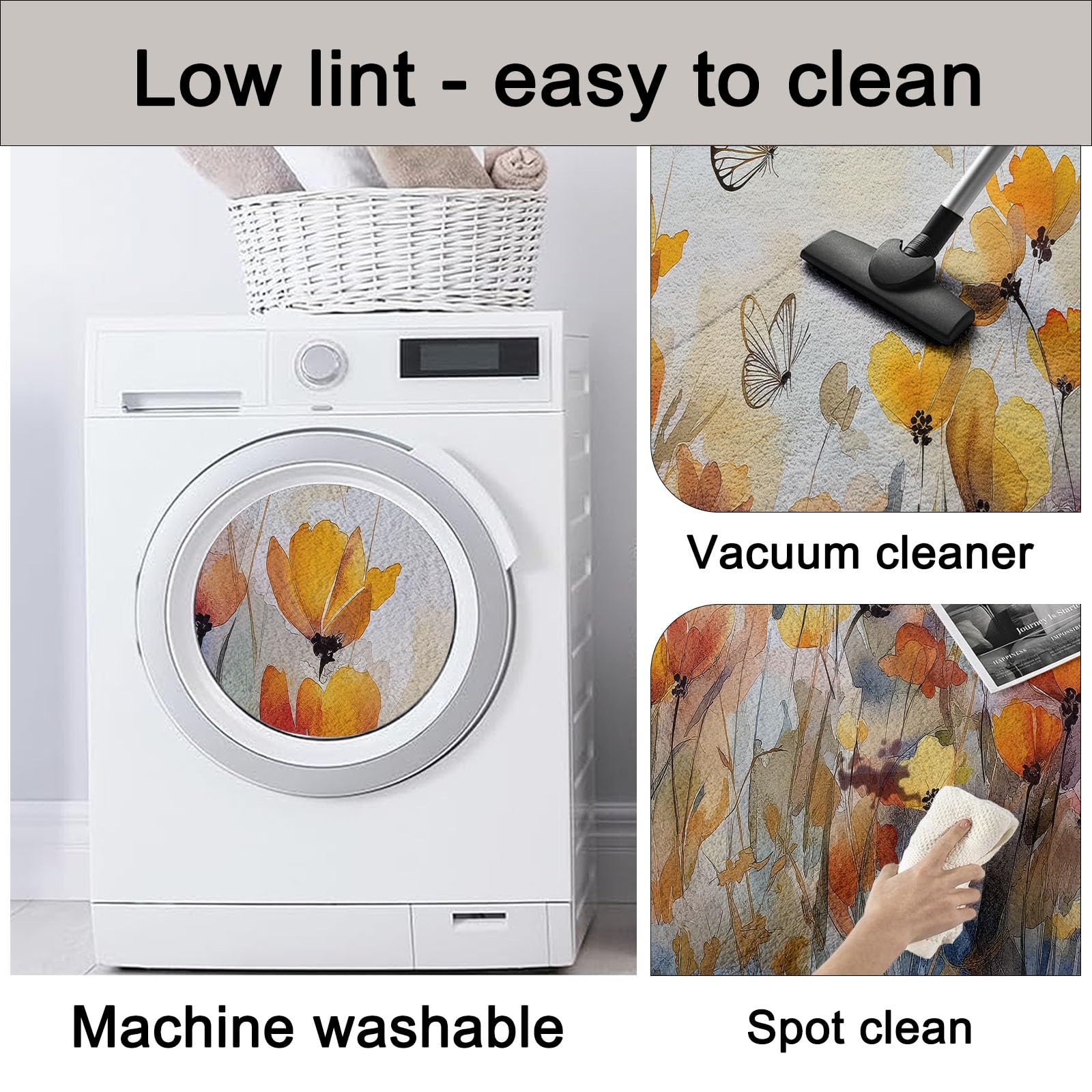Generico Tappeto Lavabile in Lavatrice - 90 x 150 cm Tappeto Antiscivolo & Pelo Corto, Pratico e Facile da Pulire, Ideale per Soggiorno, Cucina e Aree ad Alto Traffico