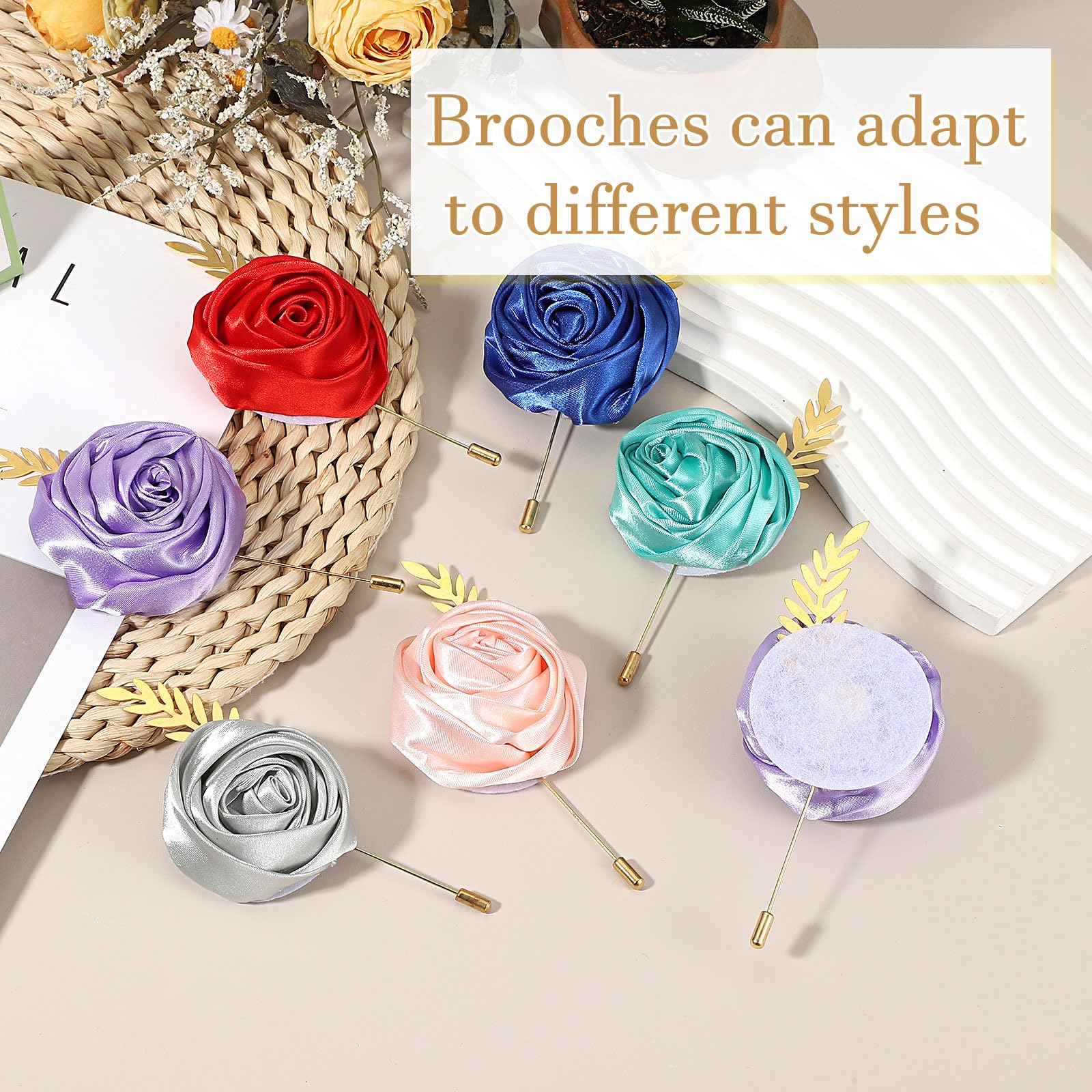 12-Pack Golden Rose Boutonnieres - Silk Flower Lapel Pins For Weddings