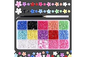 2000 Pcs Flatback Flower Pearls 3D Nail Charms, 12 Colors Flower Rhinestones
