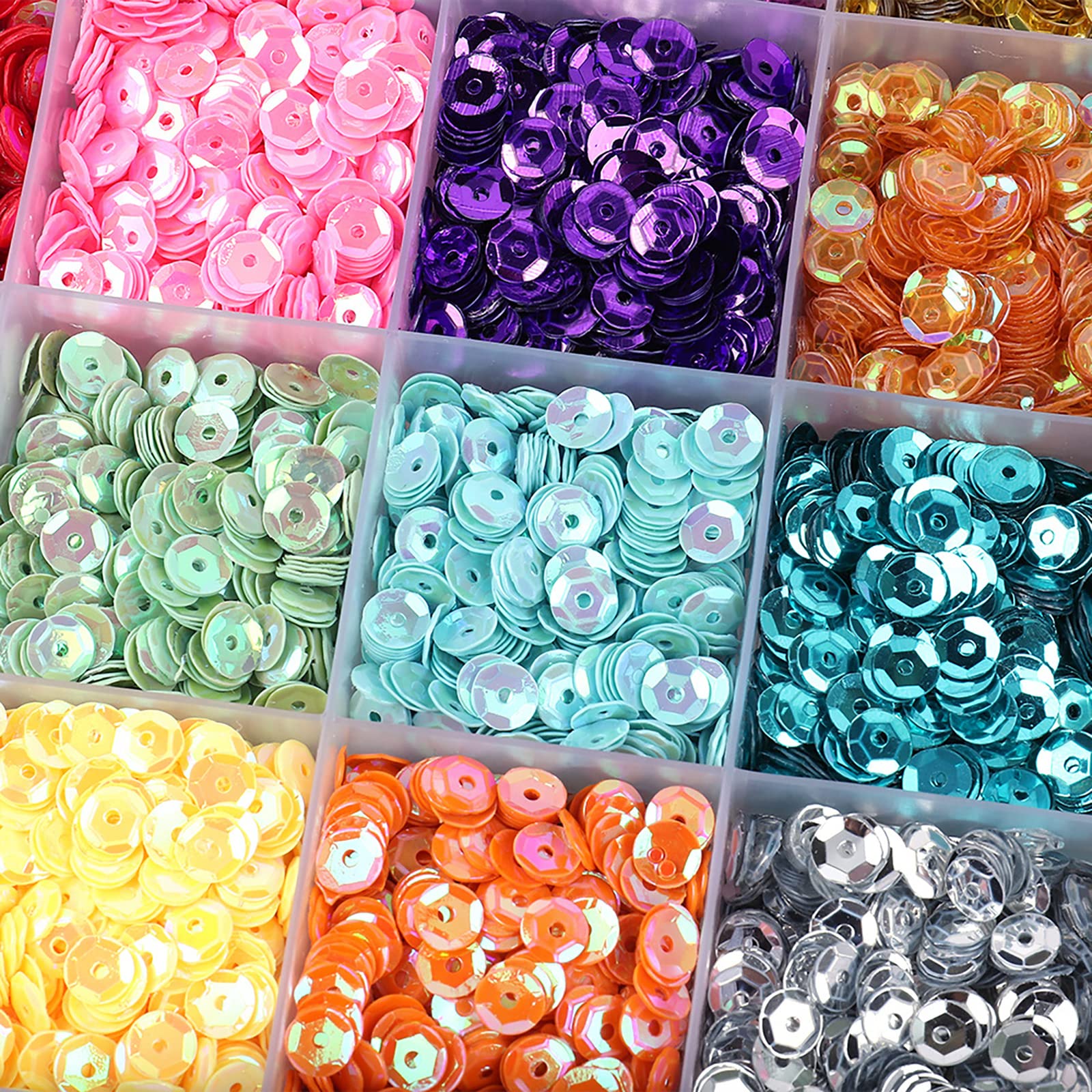 VEYLIN 8800 paillettes rotonde da 6 mm, in 22 colori, per ricamo fai da te