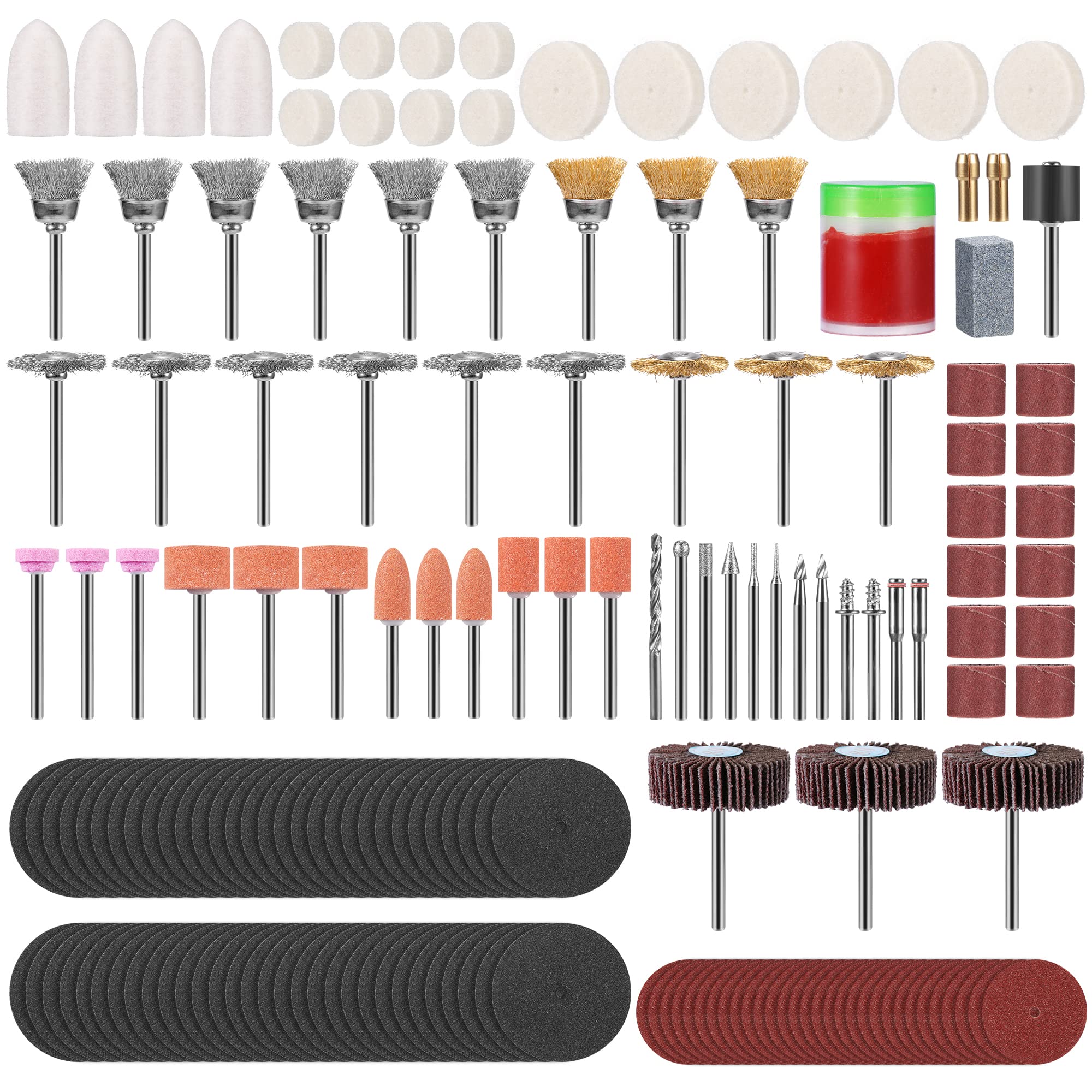 Rotary Tool Accessories Kit, Ecbrt 350 PCS Multiuse Tool Accessories with 3.2mm Collets for Cutting, Grinding, descaling, polishing, Drilling and Engraving
