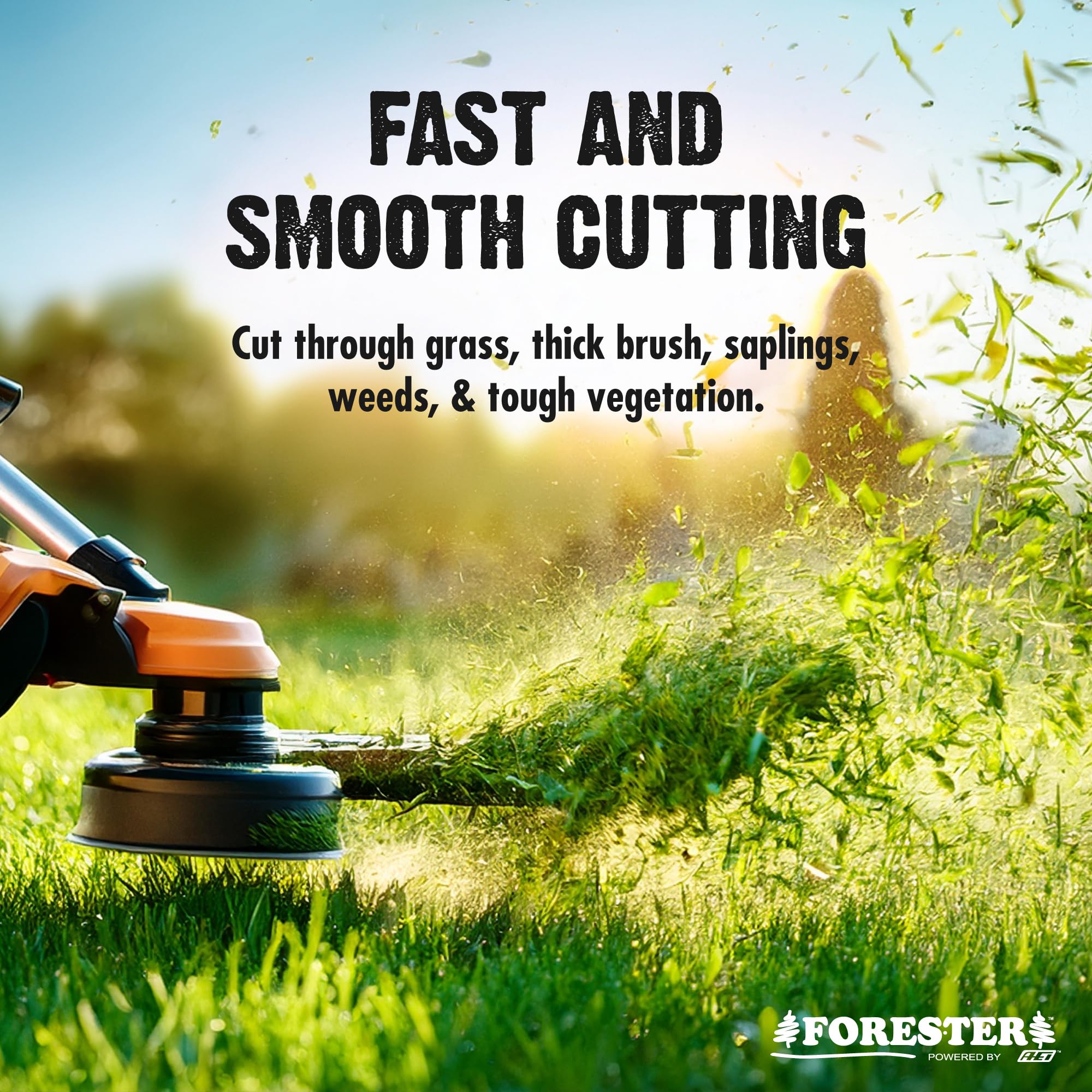 FORESTER Kit de conversión de desbrozadora con corte 9, incluye gafas de seguridad, tapones para los oídos, guantes, arnés, compatible con la mayoría de recortadoras de eje recto Stihl