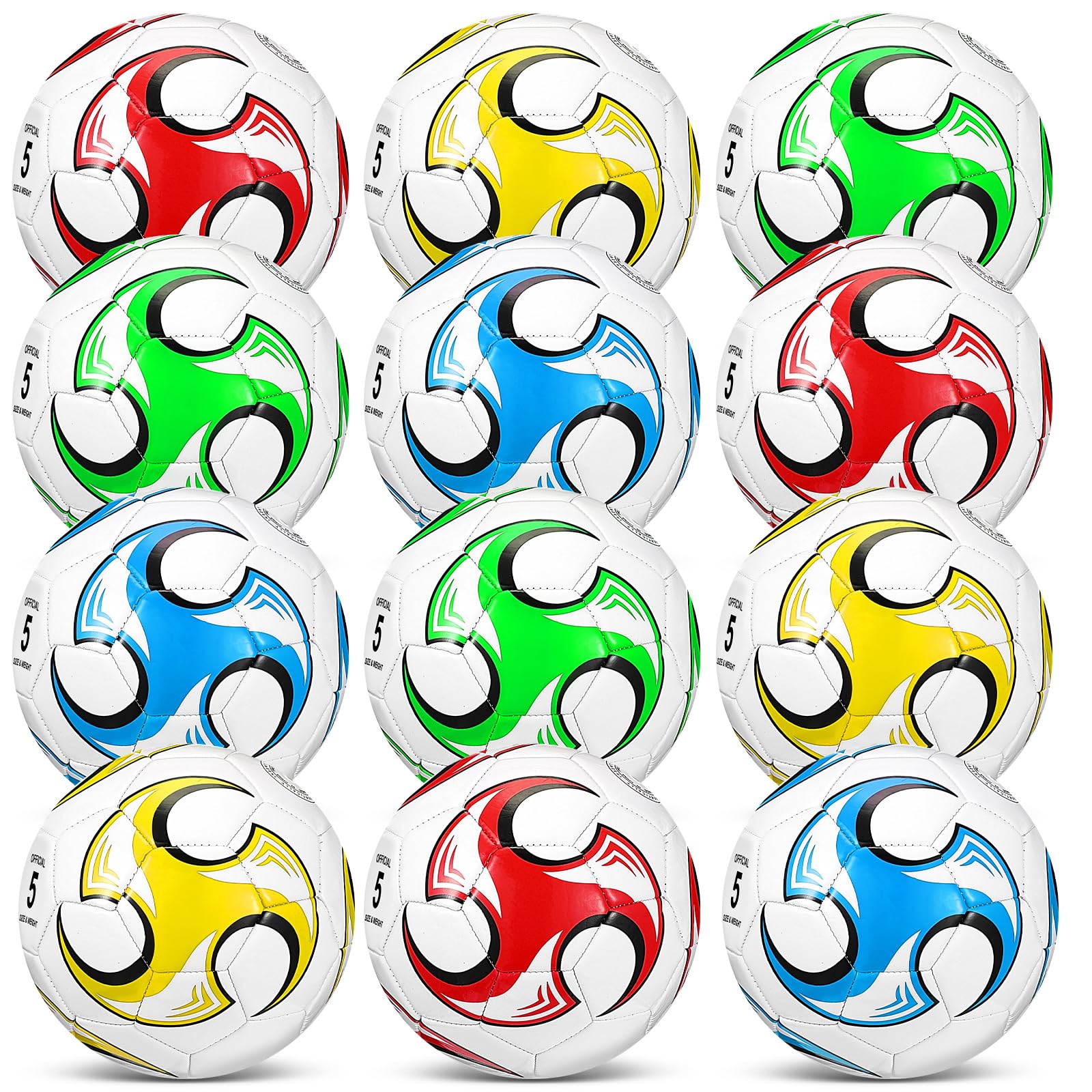 12 PCS Soccer Balls with Pump Size 3 Size 4 Size 5 Kids Soccer Ball Toddler Youth Official Sports Soccer for Operation Christmas Game Training Practice for Teen Adult
