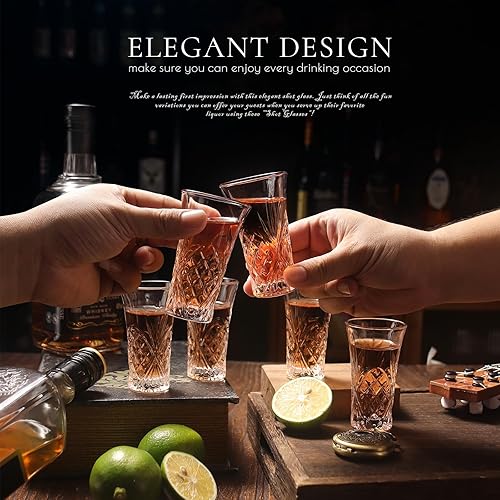 Miniatura 5 de Paquete de 6 vasos de chupito a granel con base pesada de 2 onzas pequeñas vasos de chupito para vodka, whisky, tequila, expreso, juego de licor
