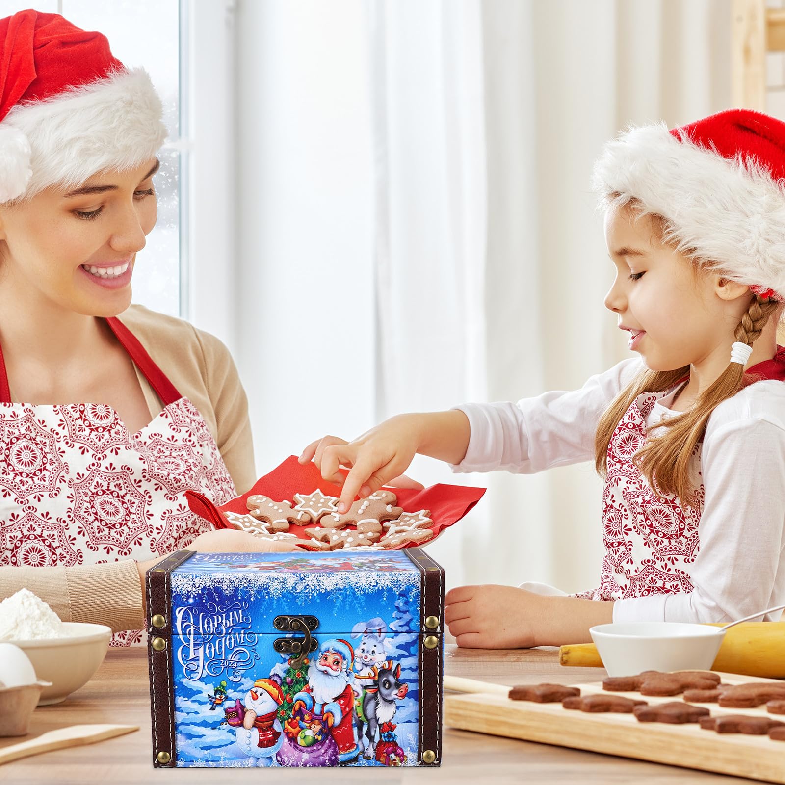 Toyvian 3 Stück Weihnachtsholzkiste im Vintage Stil für Schmuck und