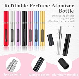 Kewjug 4 Pack Refillable Mini Perfume Atomizer BottlePortable Separate BottlesTravel and Outings Spray Boxes Dispensers 5ml/0.2oz (Black)