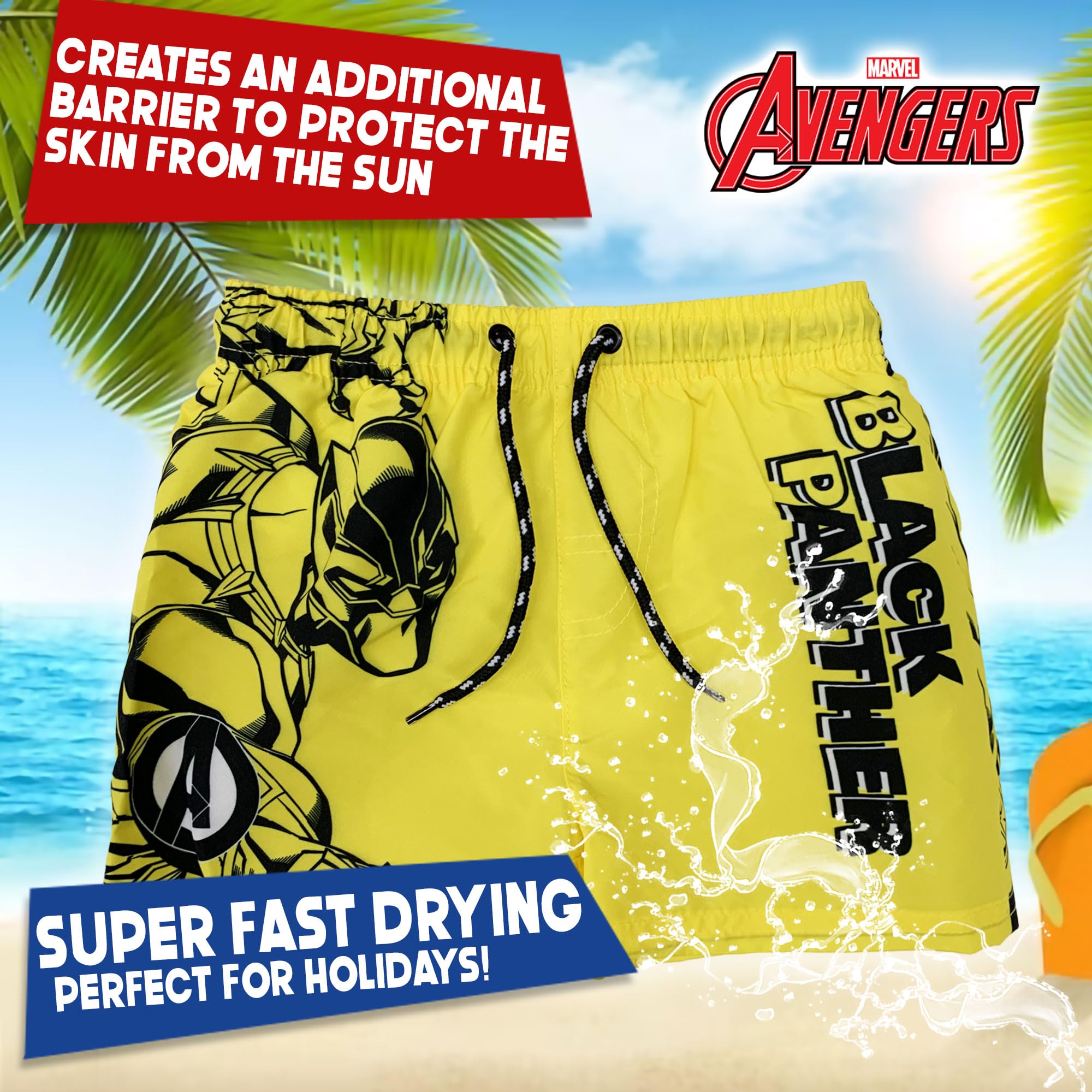 SUN CITY Costume Bermuda Avengers, Marvel, Pantaloncino da Mare Bambino