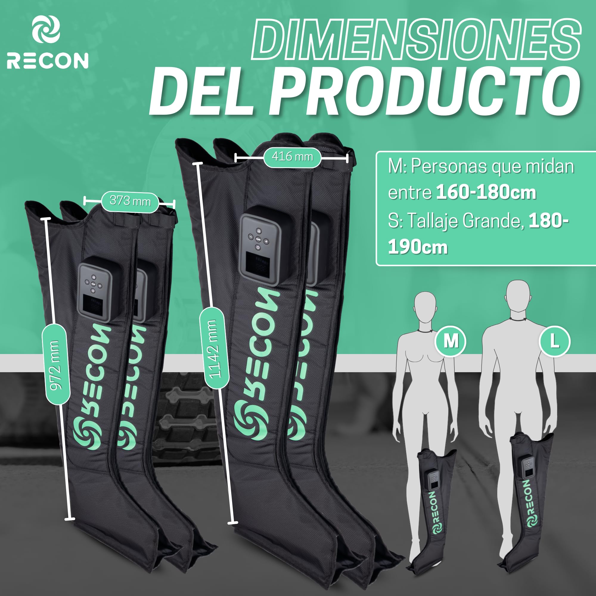 Botas Presoterapia sin Mangueras, Recuperación Deportiva Avanzada, Drenaje Linfático. 5 cámaras y 3 modos de masaje. (M)