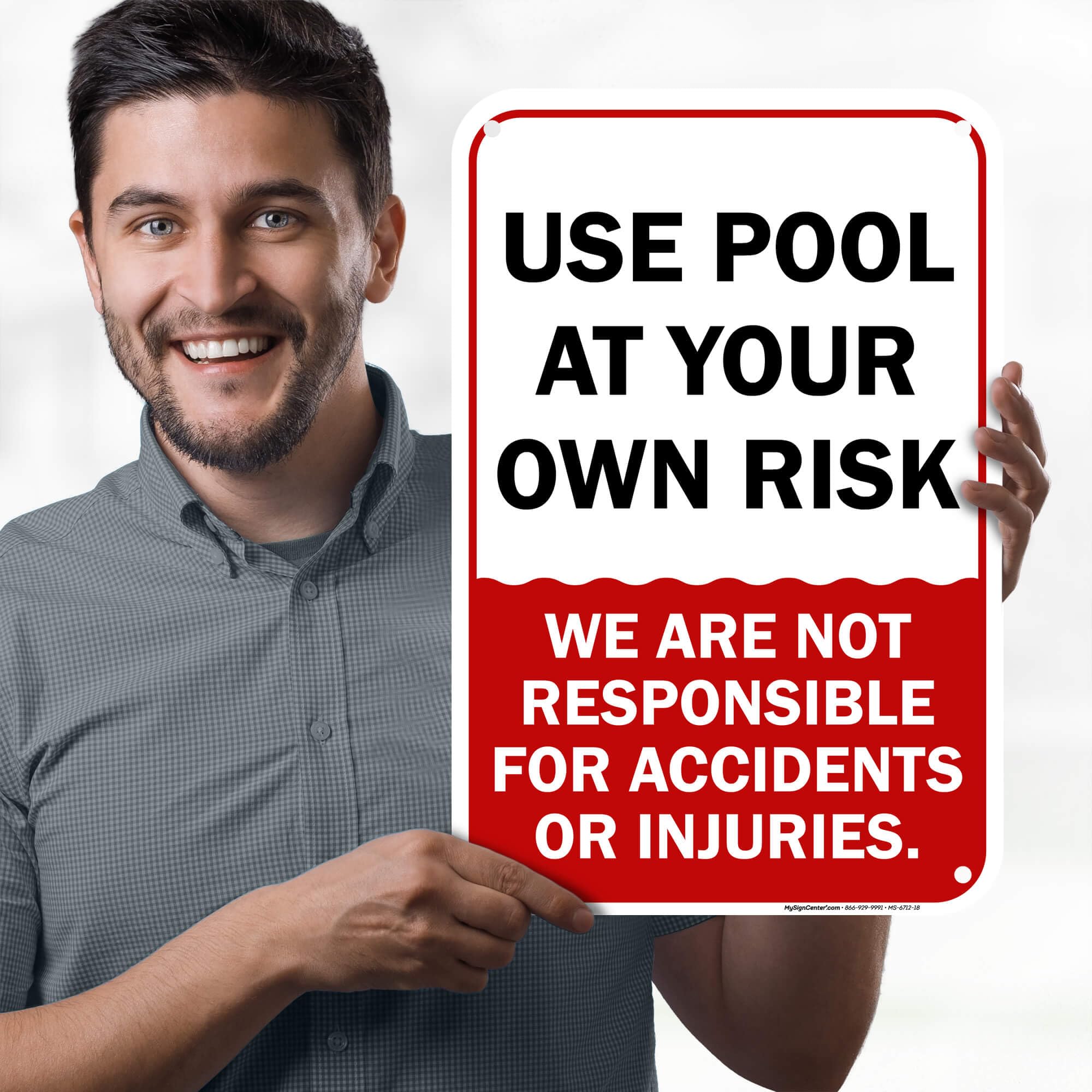 Use pool at your own risk - We are not responsible for accidents or injuries, 12x18 Inches, 55 mil thick HDPE (high density polyethylene), Made in USA by My Sign Center