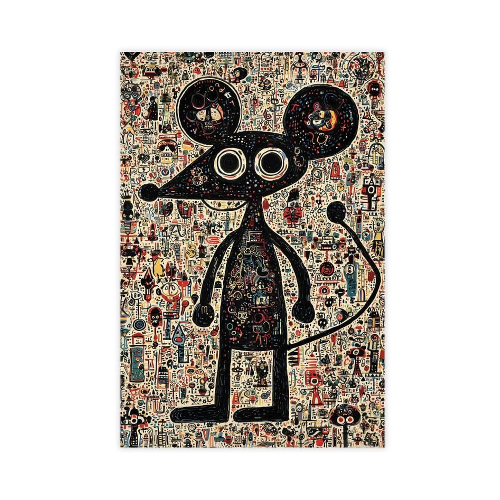 Jfecth Unframe-Style Stylized Mouse Character Poster Canvas Poster For Bedroom Decor Gift
