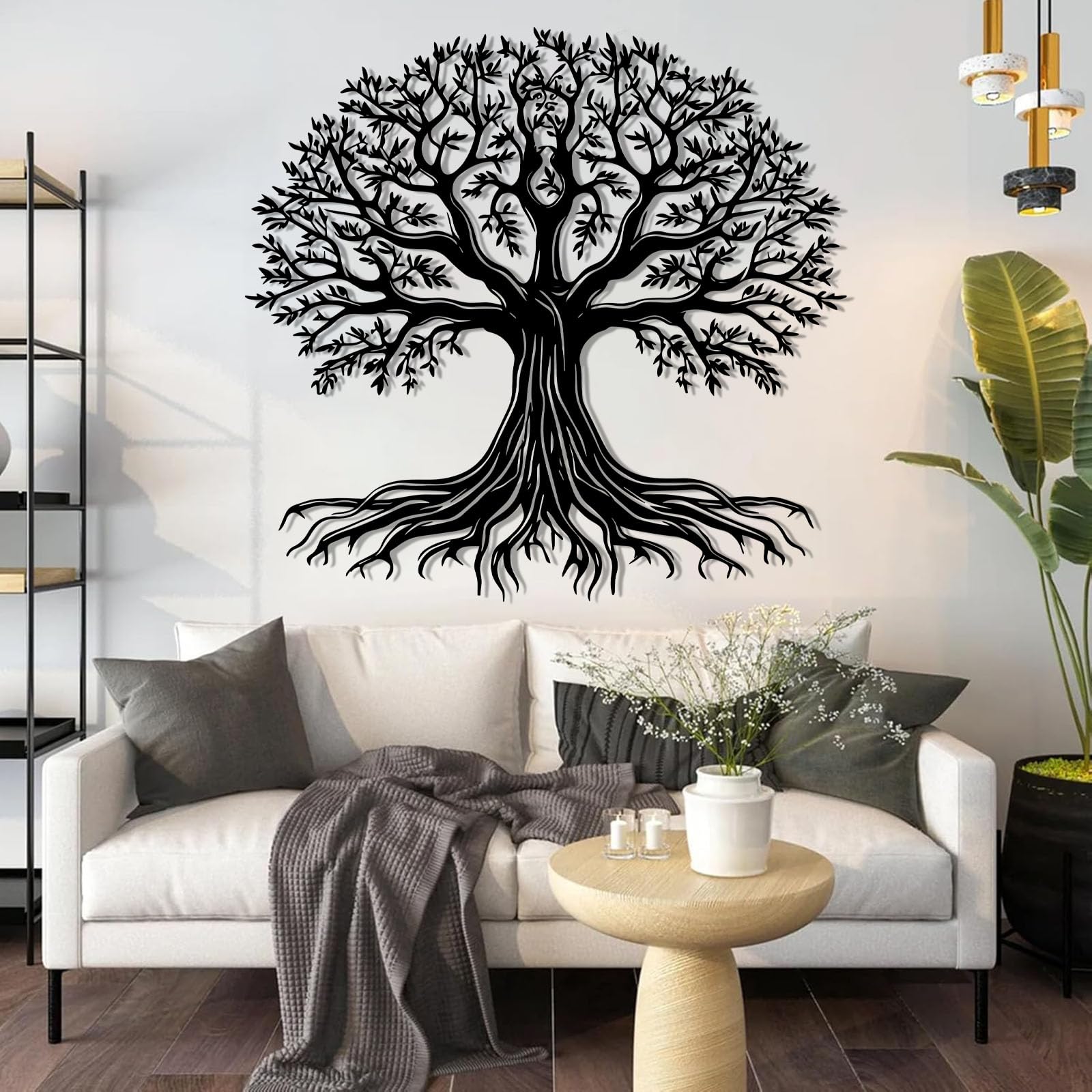 Albero della Vita in Metallo Argento Decorazione da Parete Ramo in Metallo Grande Decorazione da Parete Arte Natura per Esterni Albero della Vita Opera d'Arte Decorazione Scultura Moderna per Soggior