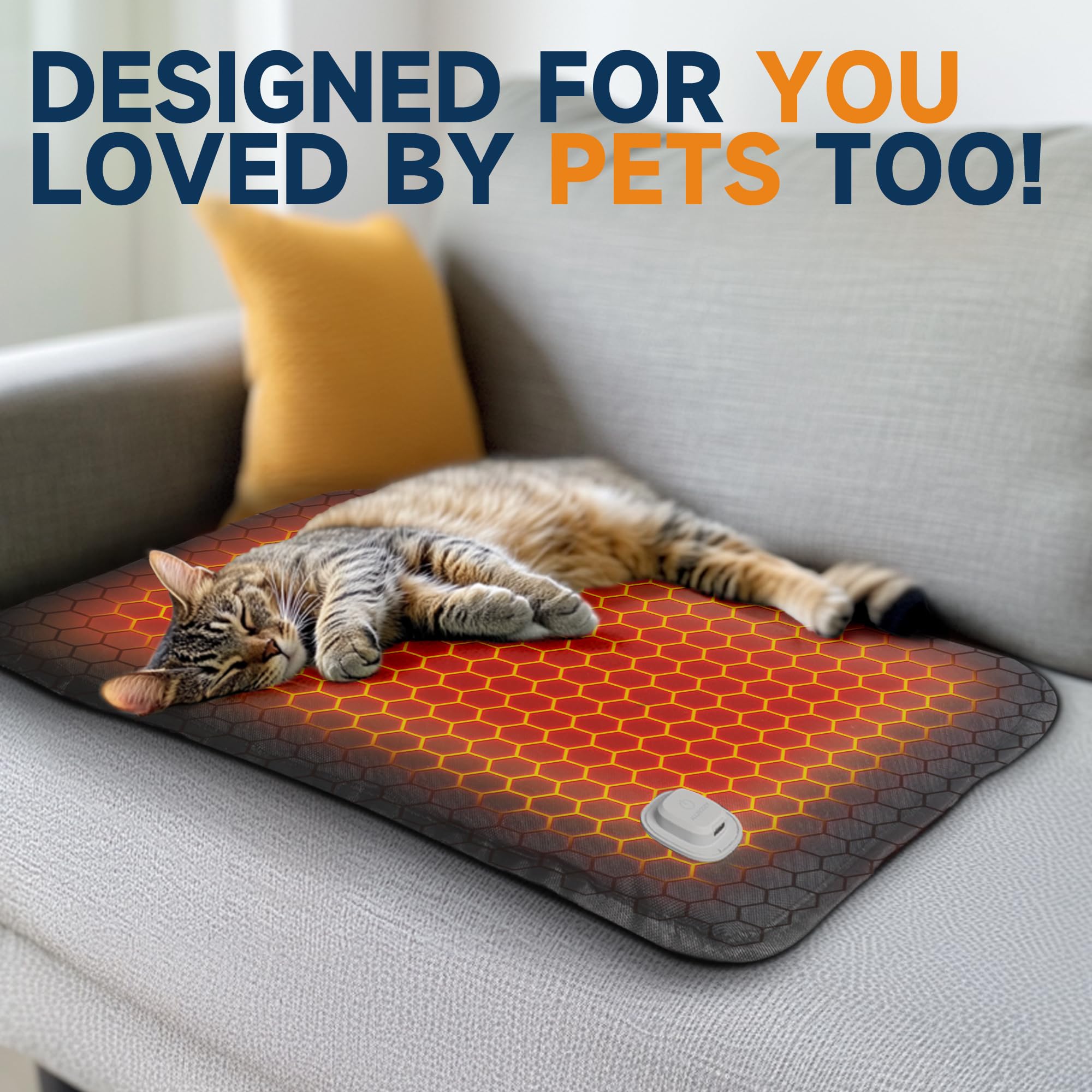 ALLINCOZY Portable Heated Seat Mat for Outdoor and Indoor, Heated Bleacher Pad, USB Heated Seat with 2 Pockets for Camping, Sports, Office (Power Bank Not Included)