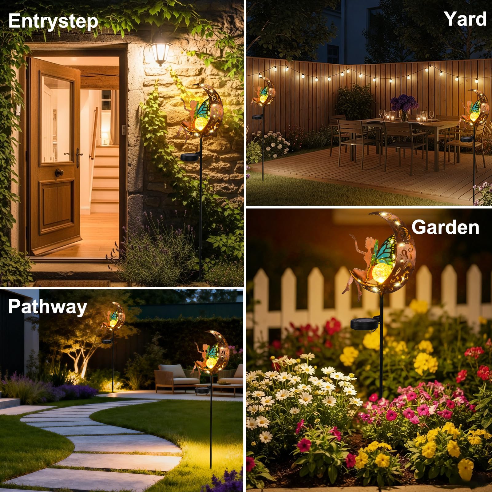 ZKLiLi Outdoor Solar Fairy Garden Light, Outdoor Garden Fairy Decor Décorations imperméables de lanterne suspendue pour Patio Yard Porch Lawn Pathway Statues de passerelle Cadeaux de décor extérieur