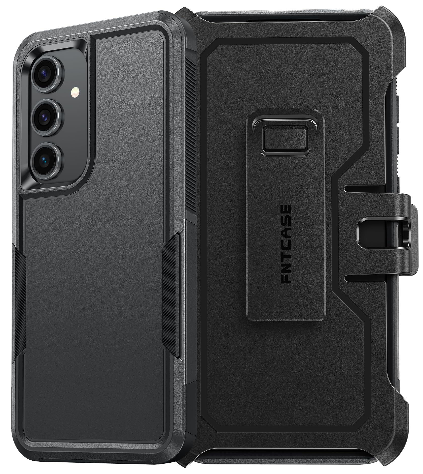 FNTCASE for Samsung Galaxy S24-FE Case: Dual Layer Military Grade Drop Protection Cell Phone Cover with Belt-Clip Holster | Shockproof Rugged Durable