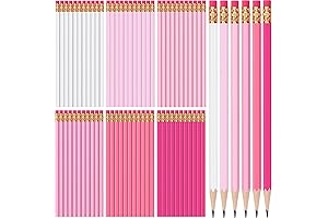 TecUnite Pink Pencils #2: 60-Pack of Unsharpened Wood-Cased HB Pencils with Eraser