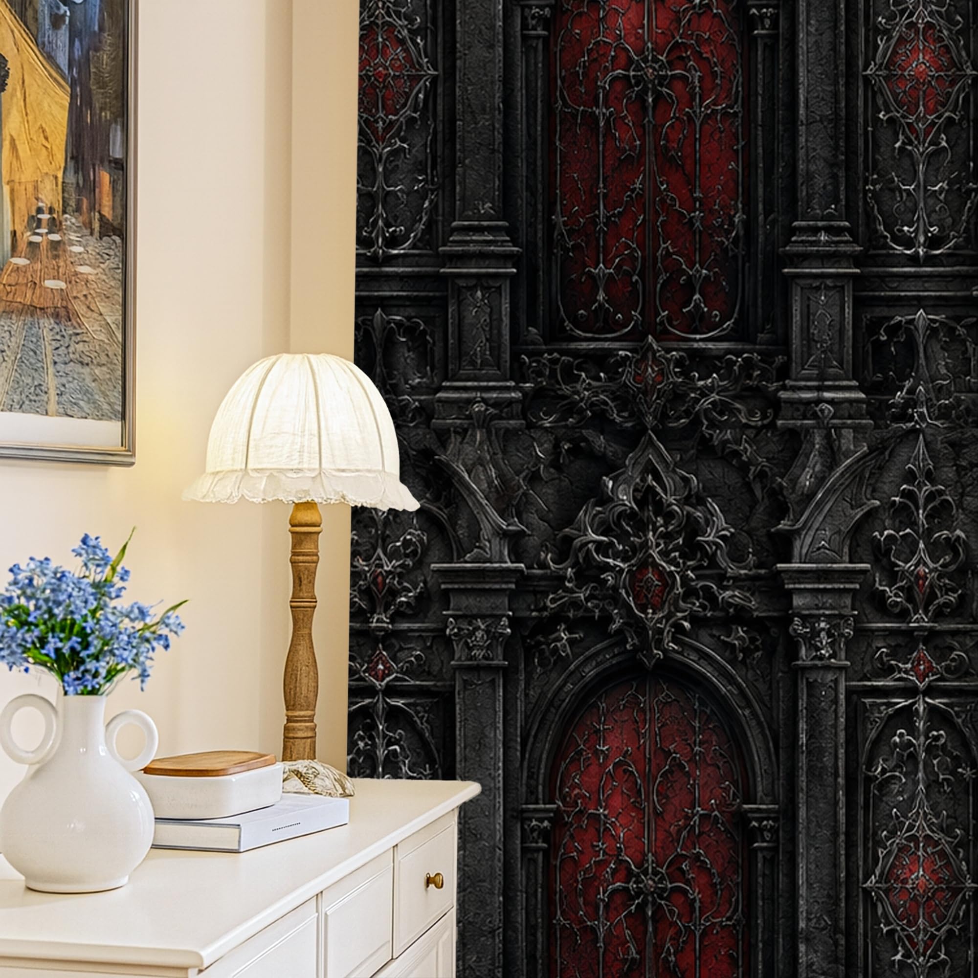 Rideaux occultants gothiques noirs 132x213 cm infroissables pour salon et bureau