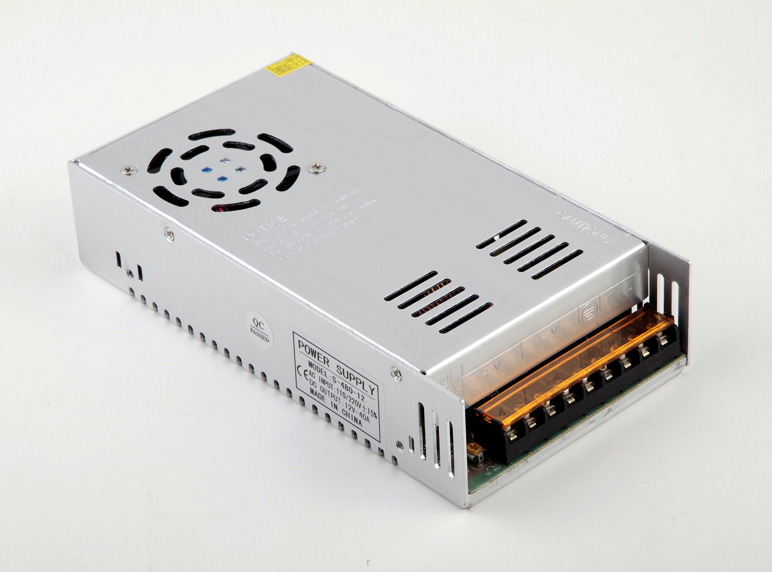 YourLed Schaltnetzteil 12V 40A 480W AC/DC Industrienetzteil Modell S-480-12 einstellbare Ausgangsspannung 10-13,2V Metallgehäuse