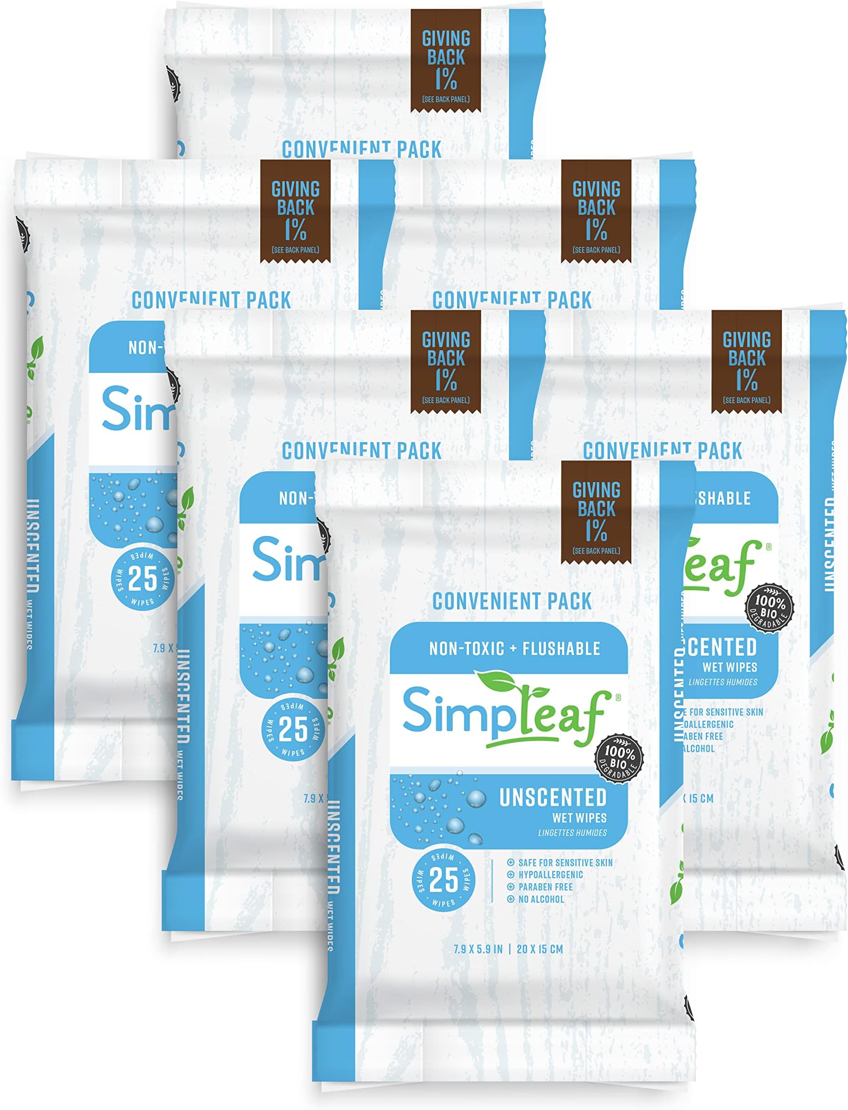 Simpleaf Flushable Wet Wipes Unscented EcoFriendly