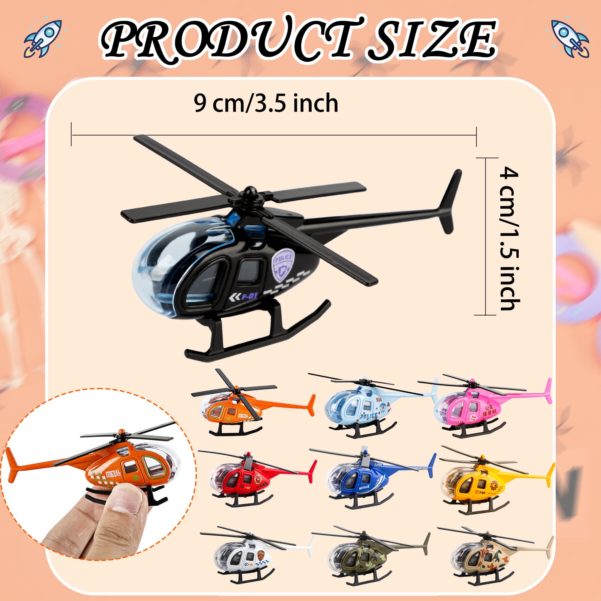Drayear 30 Pack Diecast Helicopter Toys Realistic Mini Helicopter Models for Birthday Christmas Party Favors Classroom Rewards - Image 2