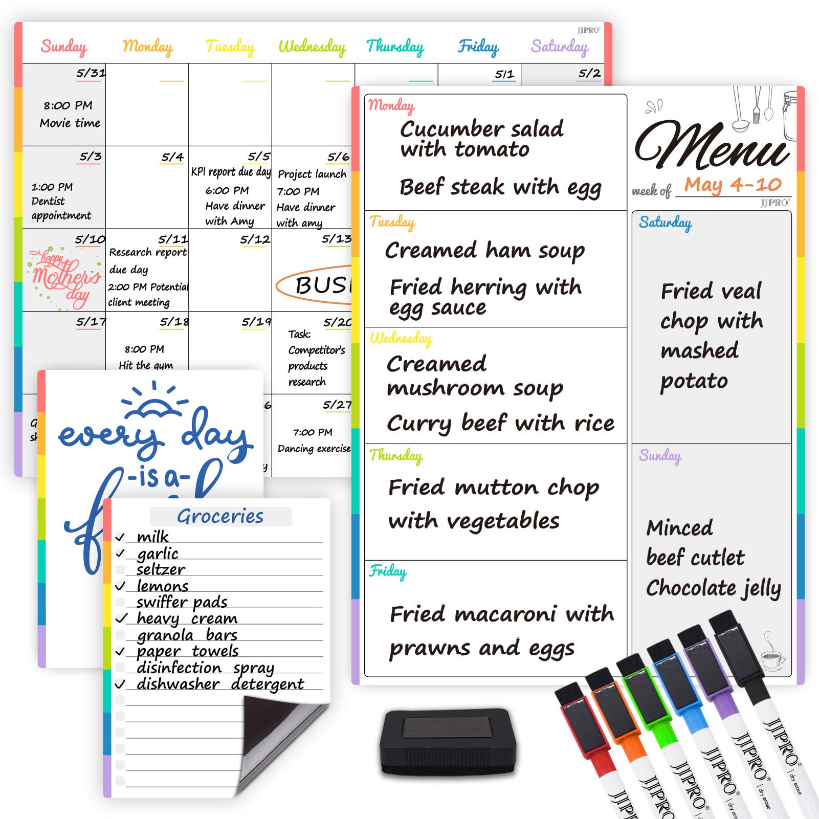 Buy Dry Erase and Menu Board Bundle for FridgeMonthly ,Menu