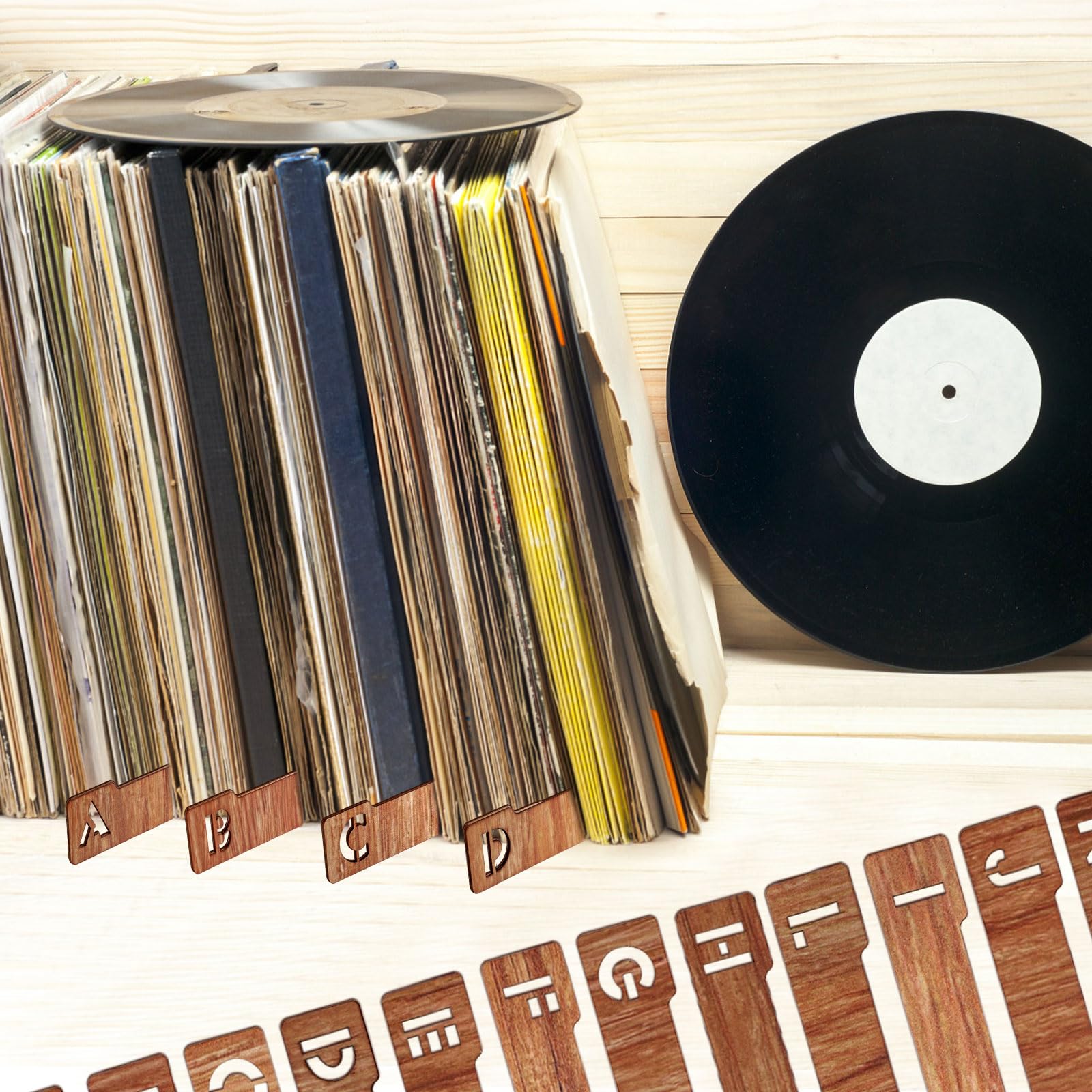 26 Pezzi Divisori per Dischi in Vinile, A-Z in Legno Organizzatore Alfabetico per Dischi in Vinile Separatori per Dischi in Vinile Guide per Organizzatore per Album CD DVD Scaffali
