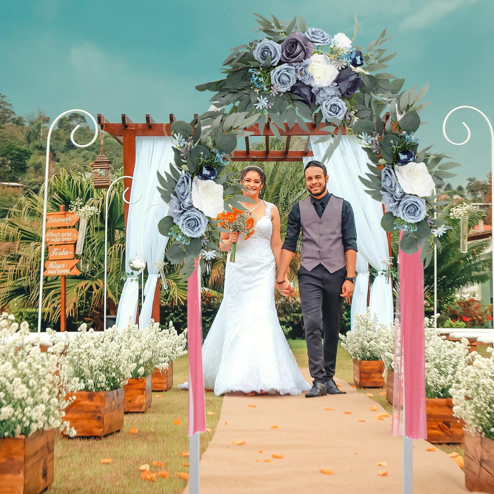 DOITOOL Supporto per Sfondo ad Arco in Ferro, Arco per Matrimonio Riutilizzabile, Decorazione di Sfondo Bianca, per Decorazioni Natalizie e Festa a Casa