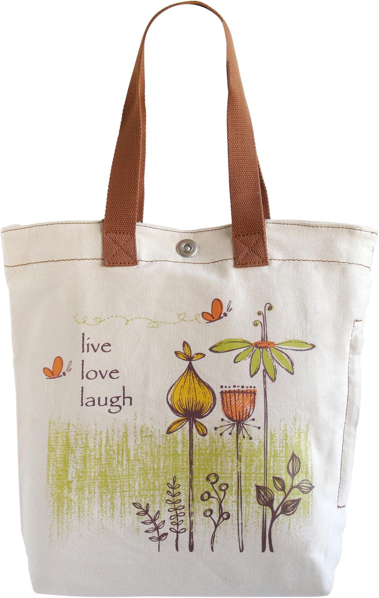 HOP Multi Pocket Live Love Laugh Canvas Bag, Heavy Duty Canvas Tote Bag