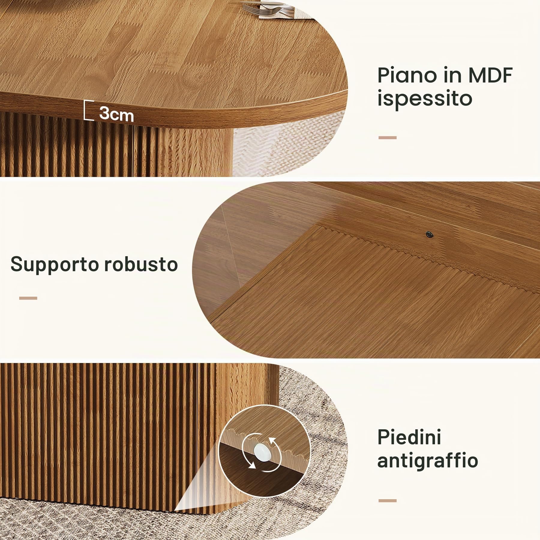 Tribesigns Tavolo da Pranzo Ovale per 4 Persone, 120 cm, Tavolo Cucina Rustico con Base in Legno, Tavolo da Pranzo Piccolo per Sala da Pranzo, Cucina, Soggiorno, Marrone