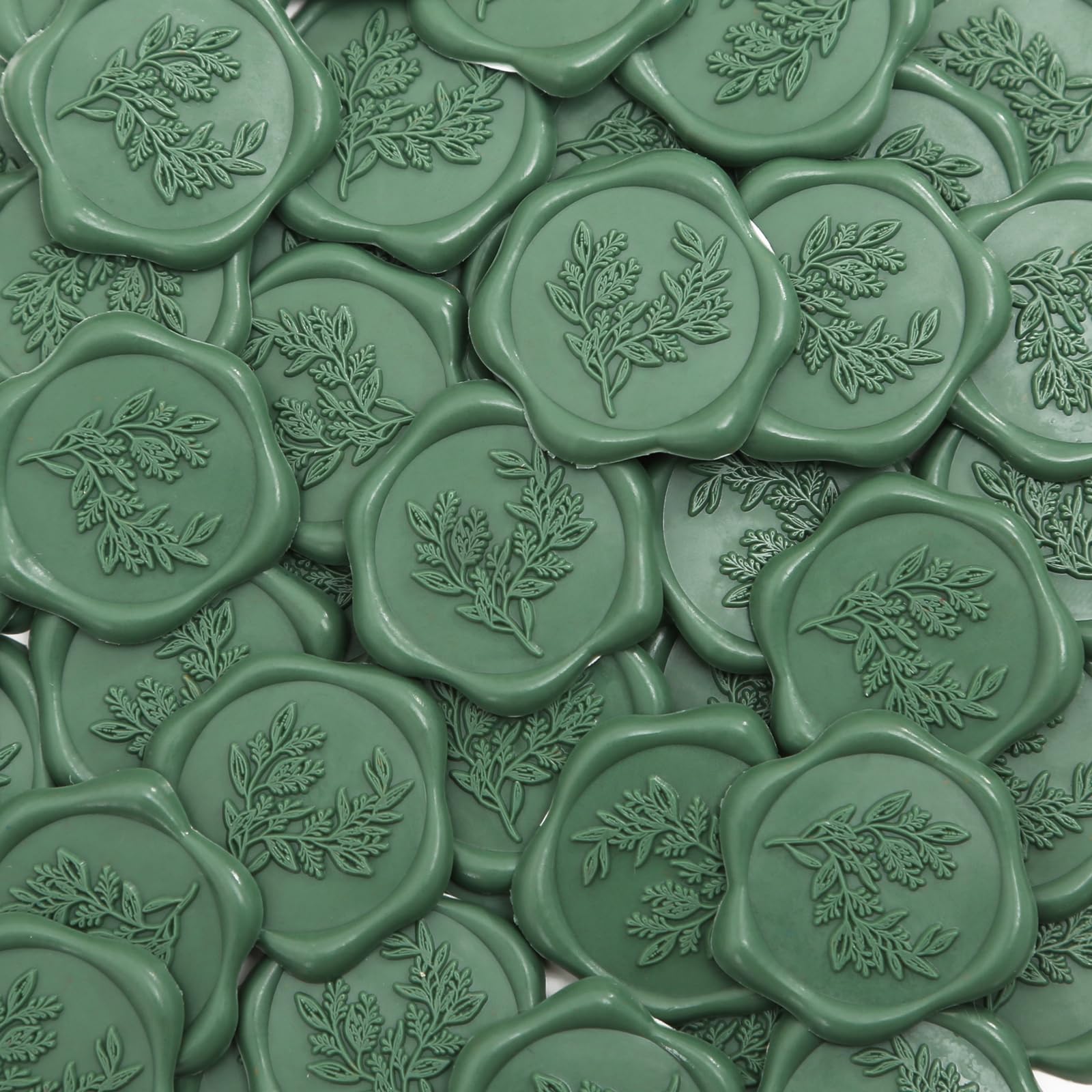 UNIQOOO Lot de 100 autocollants de cire pour enveloppe d'invitation de mariage - Autocollants pour enveloppes d'invitation de mariage - Vert olive - Parfaits pour les invitations, les enveloppes, les