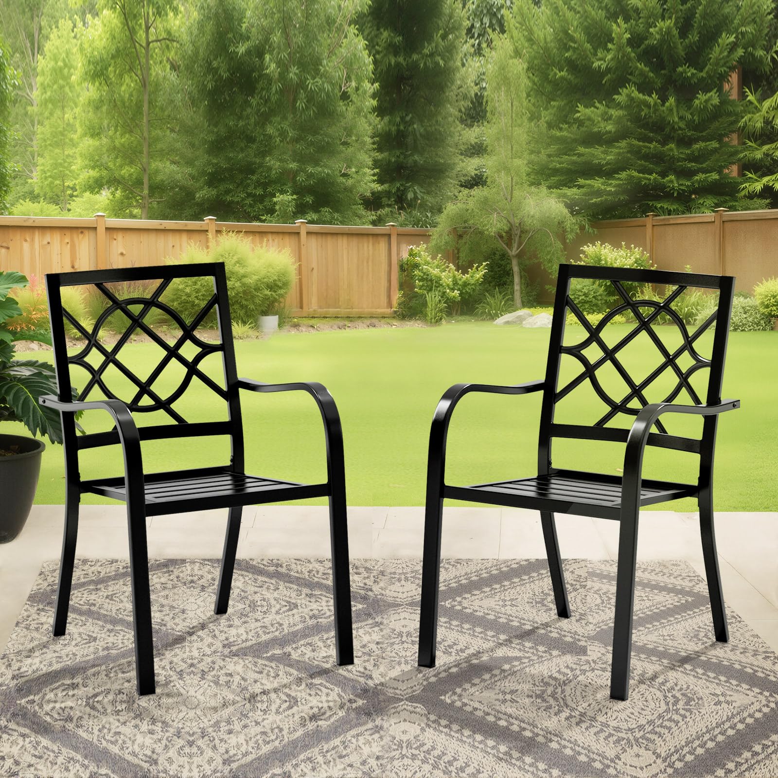 2 seat patio umbrella chair wrought iron Crownland Dining Chairs Set of 2, Outdoor Bistro Stackable Metal Chairs with Armrests for Garden, Poolside, Backyard (Black) 2.17 inch Package Size RES072126 Pista Gp R Anniversario Print Size & Options:14x18 Fine Art Paper Print + FRAME #5 (RWHT)