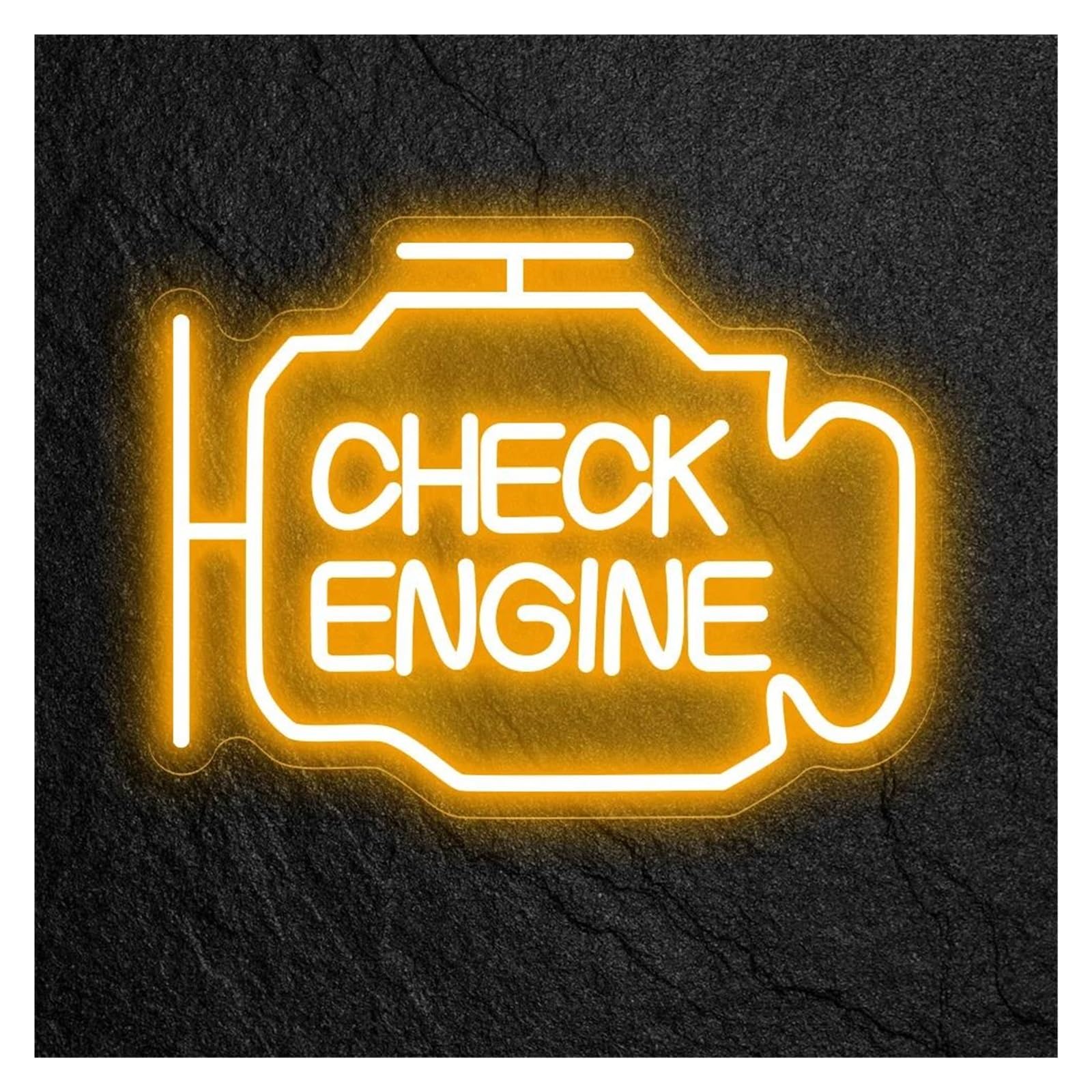 SHOUXI Sign Lamp Check Engine Neon Sign Garage Repair Shop Automotive Workshop Light Wall Decor Luminous Business Lamp USB Powered 38cmx30cm