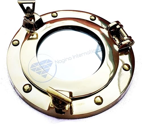 Miniatura 4 de Nagina International Espejo de orificio de puerto pulido de latón de 6"