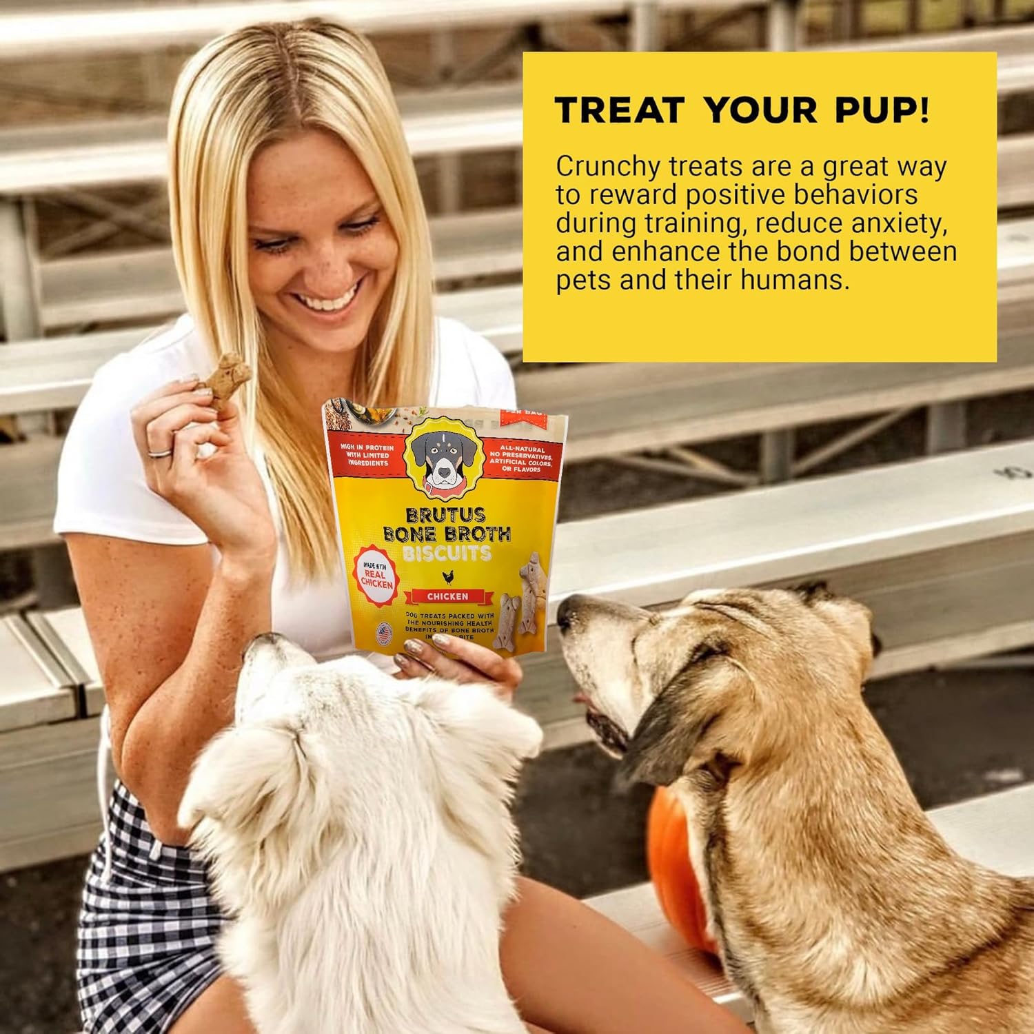 Brutus Bone Broth Biscuits for Dogs - Protein-Rich Dog Treats with Bone Broth and Real Chicken Meat - All Natural and Tasty - 8oz, Pack of 6_, Chicken Flavor