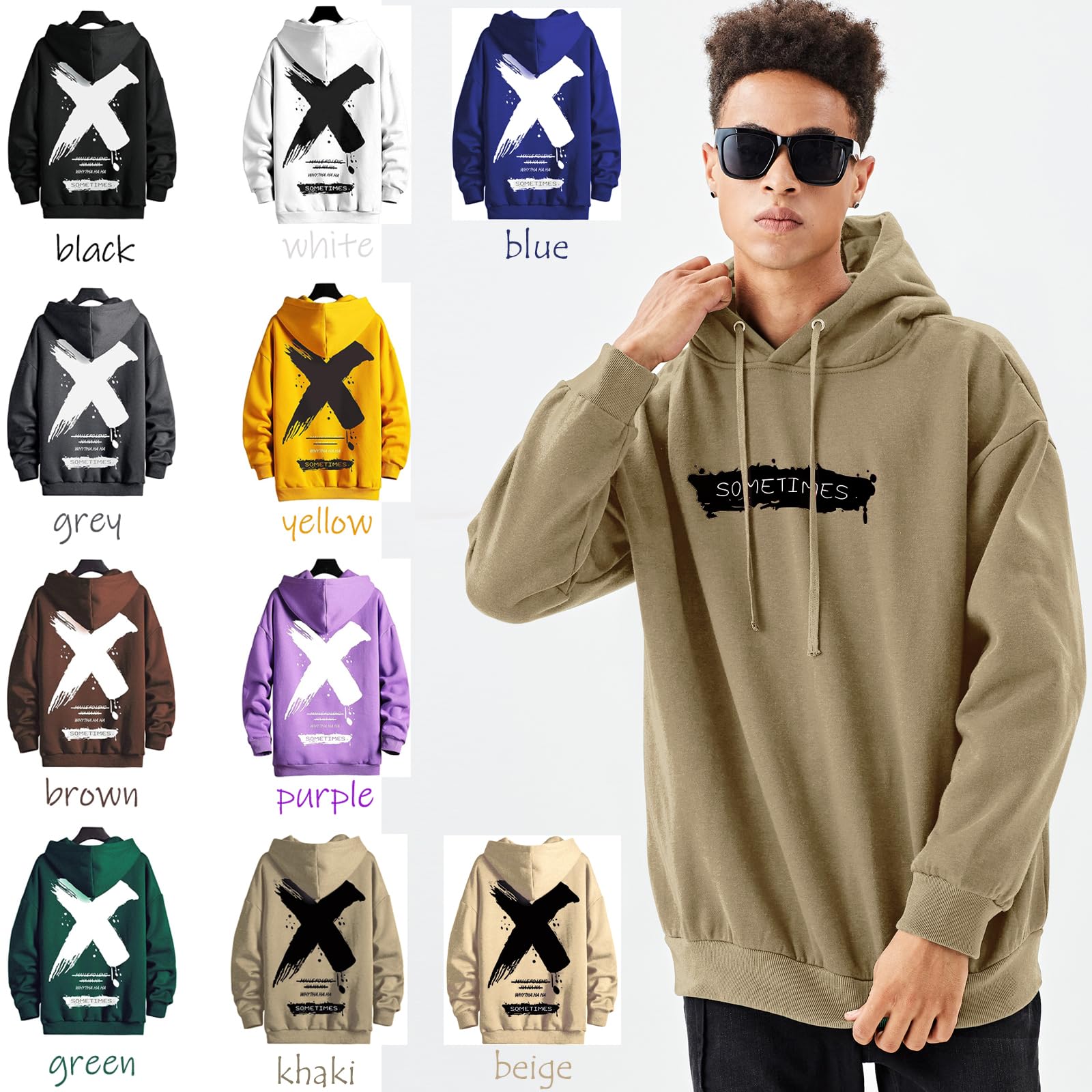 Moshtashio Felpa Uomo con Cappuccio Unisex Hip Hop a Maniche Lunghe Sweatshirt Pullover Uomo Felpe Stampa di Lettere Hoodie Uomo Autunno Inverno