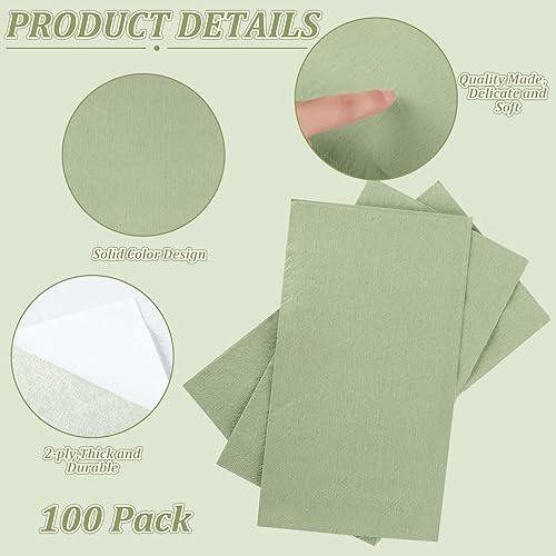 Miniatura 4 de Glenmal 100 servilletas desechables de papel de 2 capas para cena, invitados, cócteles, toallas de mano para bodas, primavera, cumpleaños, bodas,