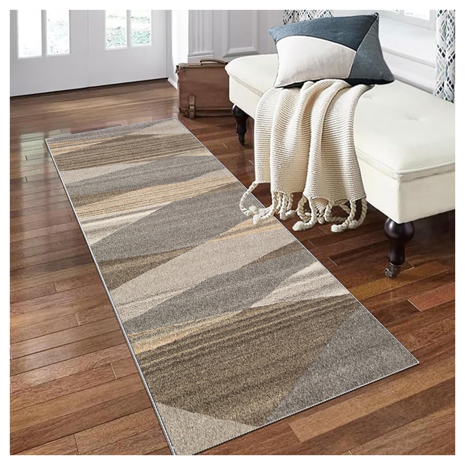 Tappeto Corridoio Antiscivolo Tappeto Cucina Passatoia Marrone 60X500CM Antiscivolo Lavabile Tappeto Durevole Tappeti Runner Lungo Moderno Tappeto Per Cucina,Camera,Soggiorno Ingresso