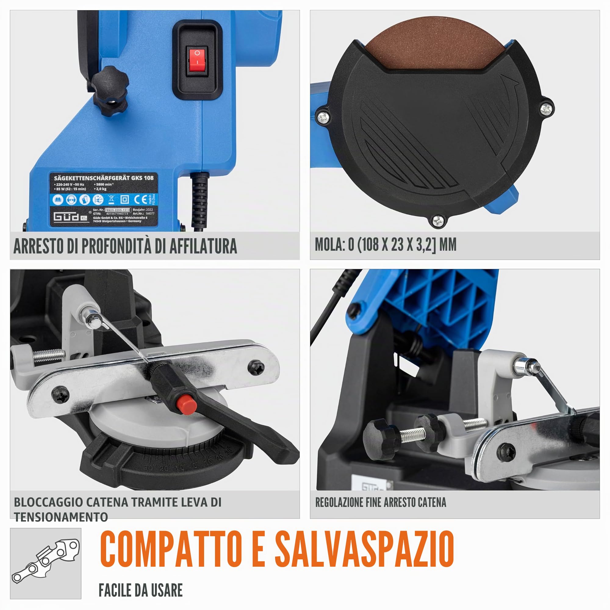 Güde 108 94077 - Affilacatene GKS 108, 85 Watt