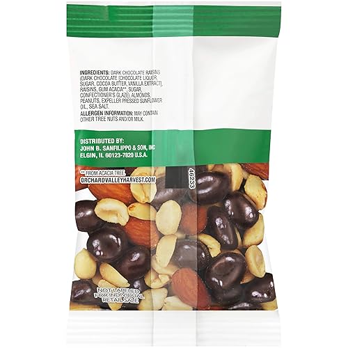 Miniatura 13 de ORCHARD VALLEY HARVEST Mezcla de frutos secos y pasas de chocolate, 1 oz (paquete de 8), sin OMG, sin ingredientes artificiales