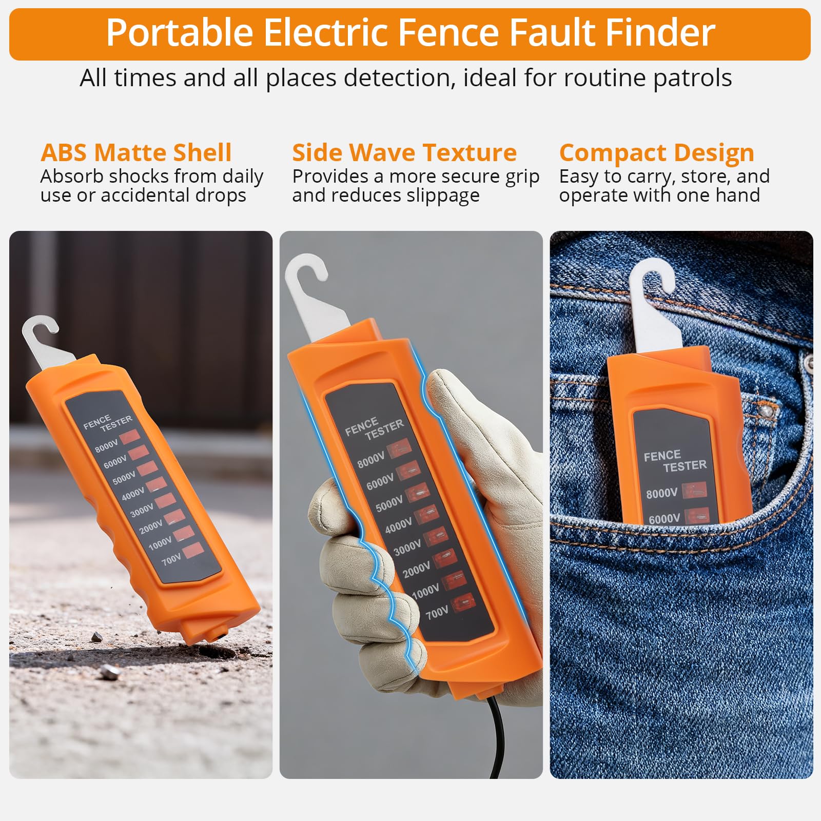 Neoteck 700-8000V Electric Fence Voltage Tester with 8 Neon Indicator Light — Amazon image 4