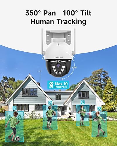 Miniatura 6 de Cámara al aire libre, cámaras de seguridad para seguridad en el hogar con seguimiento automático de inclinación panorámica de 360, alerta de sirena