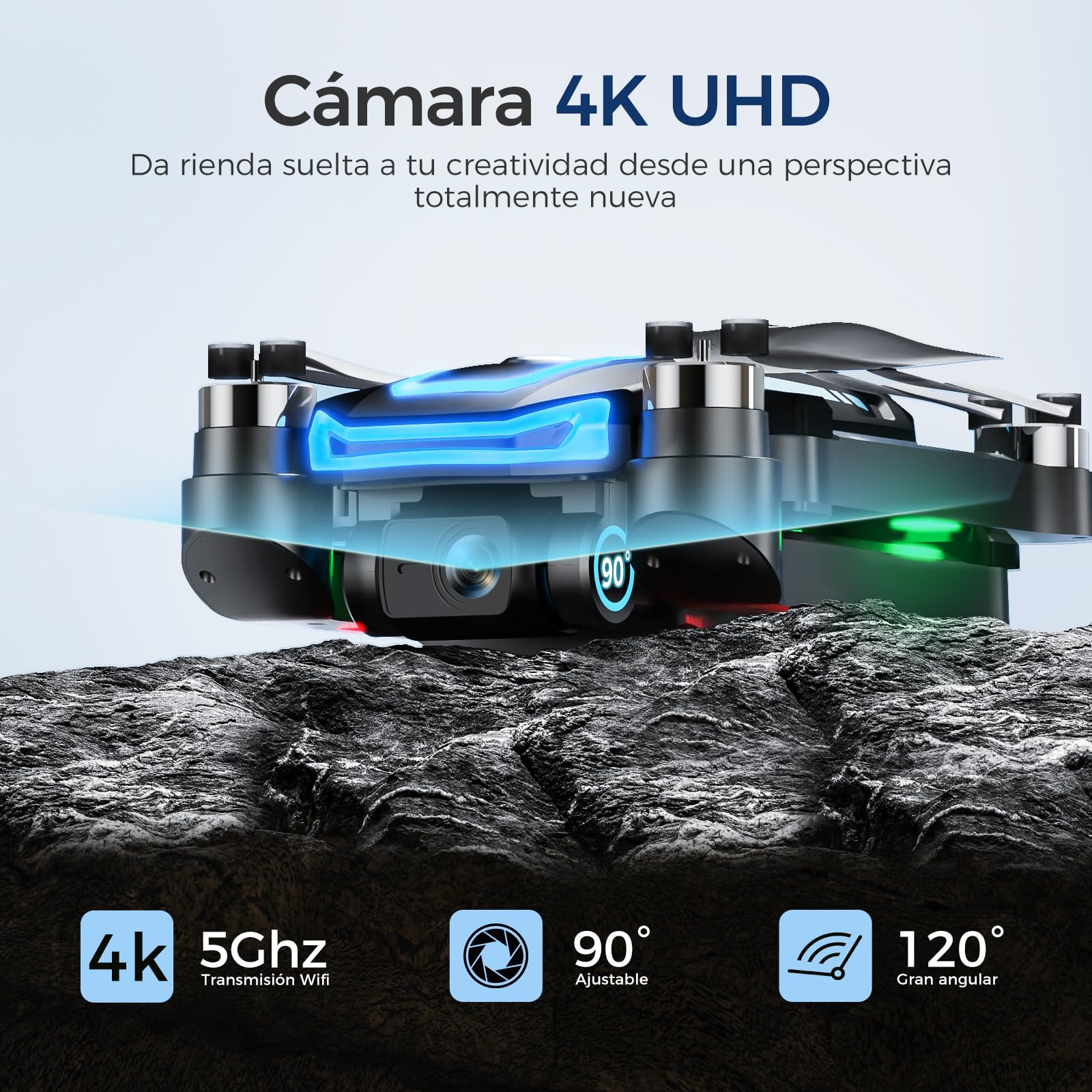 G10 GPS Drones con Cámara EIS 4k Adultos(control remoto pantalla)45 min tiempo vuelo,Max 600m/1968ft Transmisión, Auto-Retorno, Quadcopter que vuela siguiéndote, Motor sin Escobillas, ＜249 g, C0