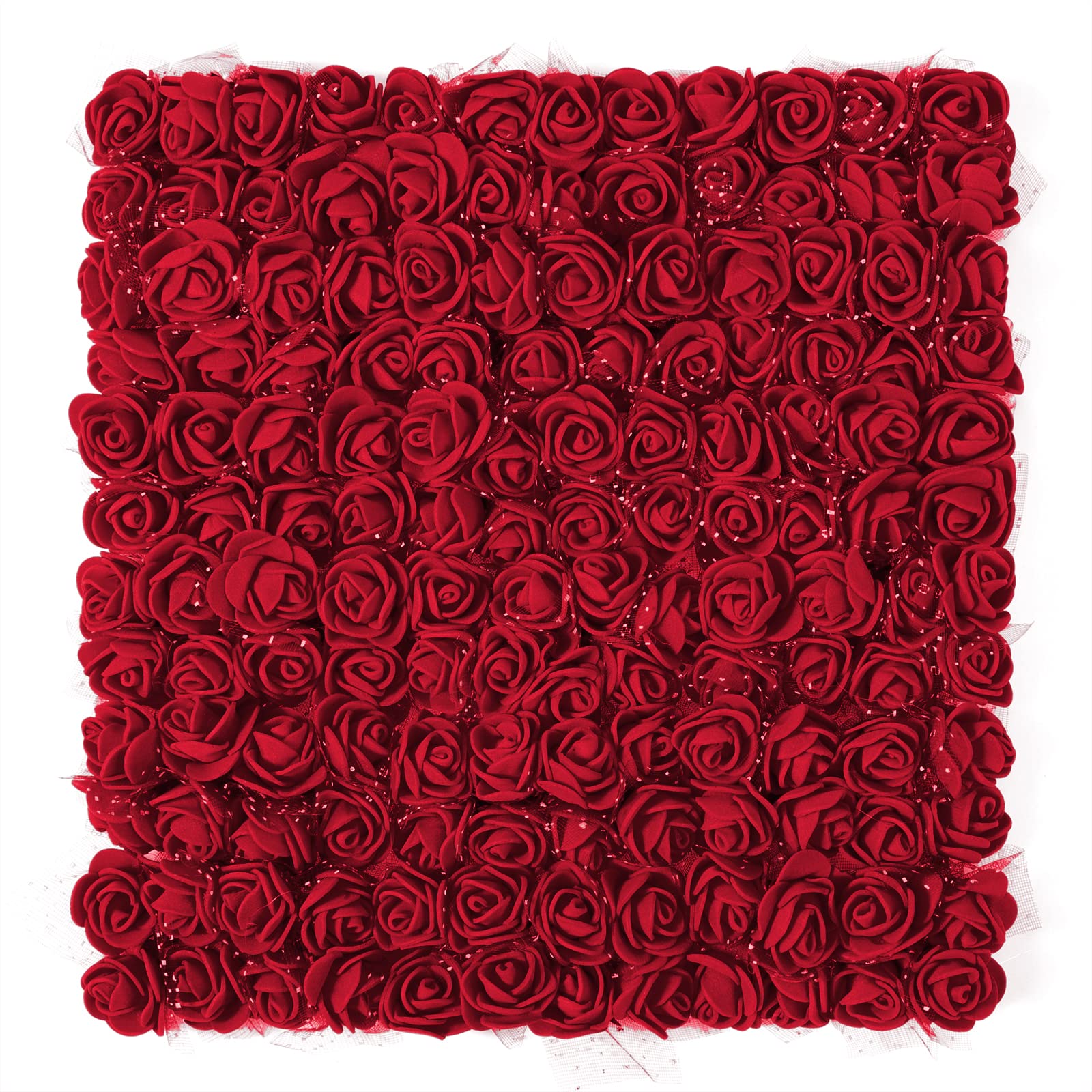 MWOOT Dark Red Roses Artificial Flower Heads, 144Pcs Mini Foam Roses for Crafts, Small Fake Roses Flower for DIY Wedding Halloween Party Festival Valentine's Day Decoration, 2.5CM Faux Flower Heads