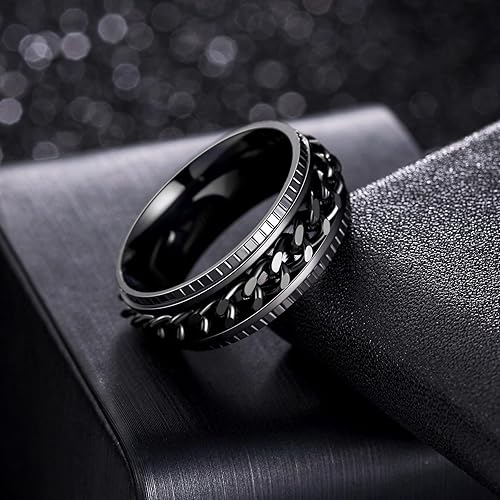 Miniatura 3 de Udolfly Mens Fidget Rings Anxiety Rings for Men Women Chain Spinner Rings for Kids Teen Titanium Steel Rings