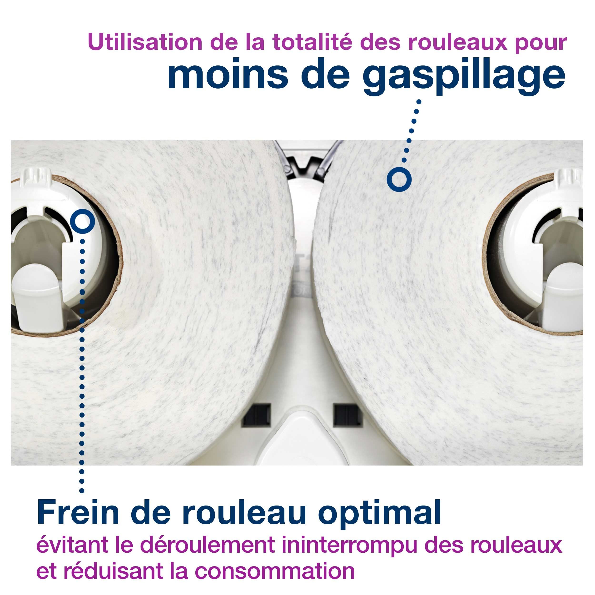 Tork Distributeur murale double pour papier toilette rouleau Mini Jumbo blanc T2, fermé, gamme Élevation, 555500