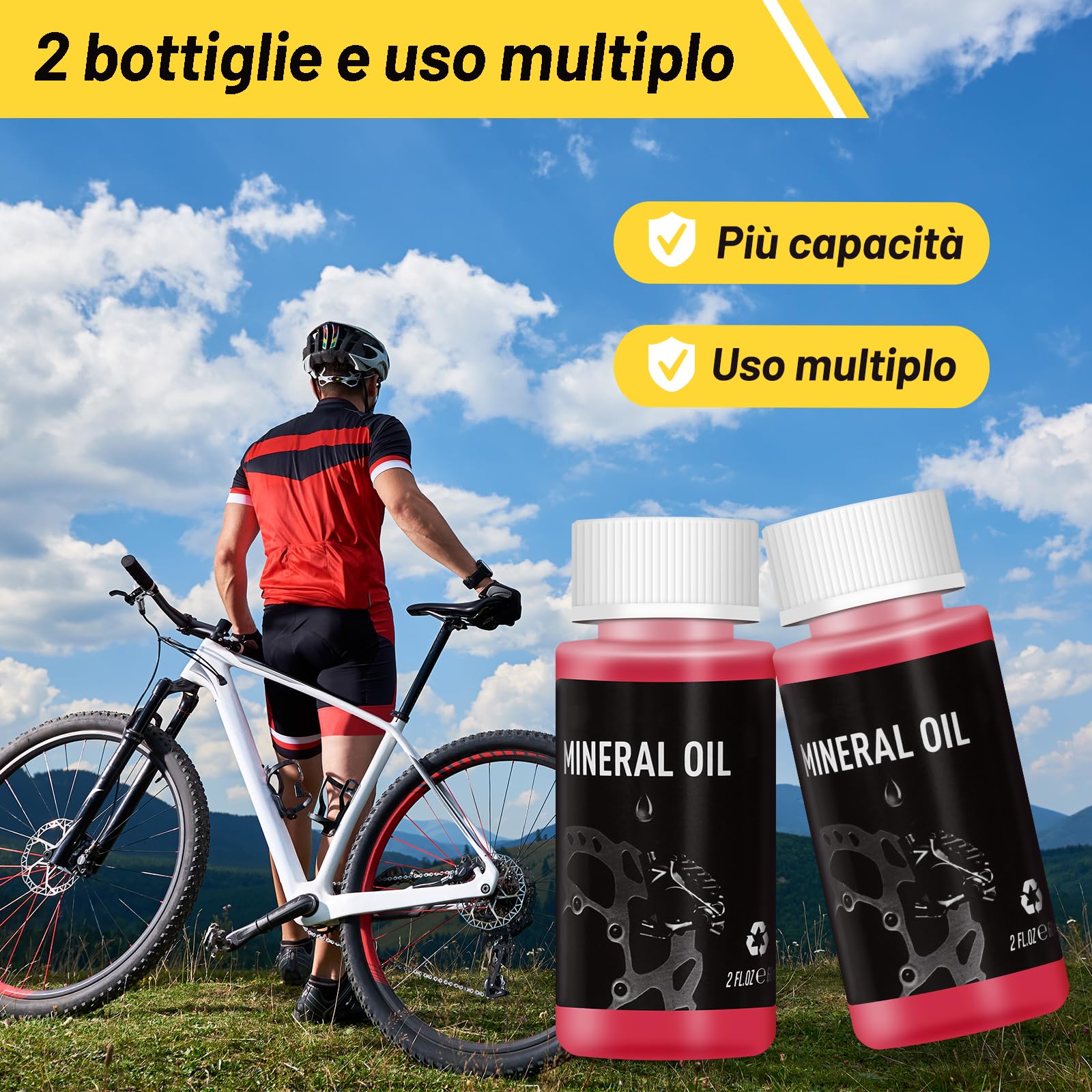 Kit Spurgo Freni per SHIMANO, TEKTRO,MAGURA Freni a Disco Idraulici.Incluso 120 ML di Liquido Minerale per Freni, Imbuto Trasparente.