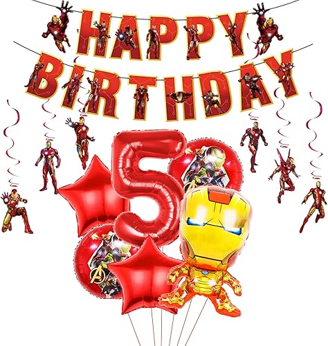 Miniatura 1 de Iron-Man - Globos de cumpleaños de superhéroe decoración de fiesta de cumpleaños globos de fiesta con digital decoraciones de fiesta de cumpleaños